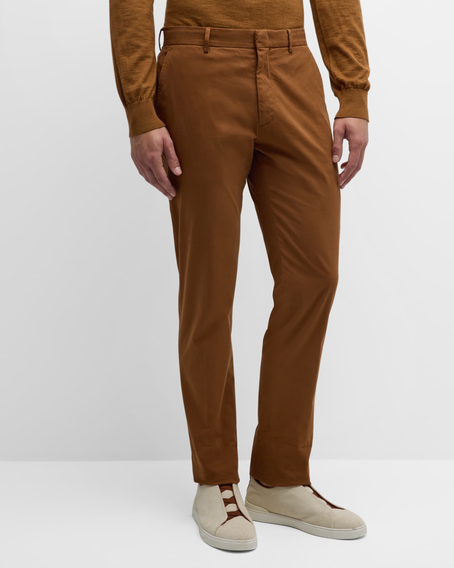 Men's Premium Cotton Flat-Front Trousers