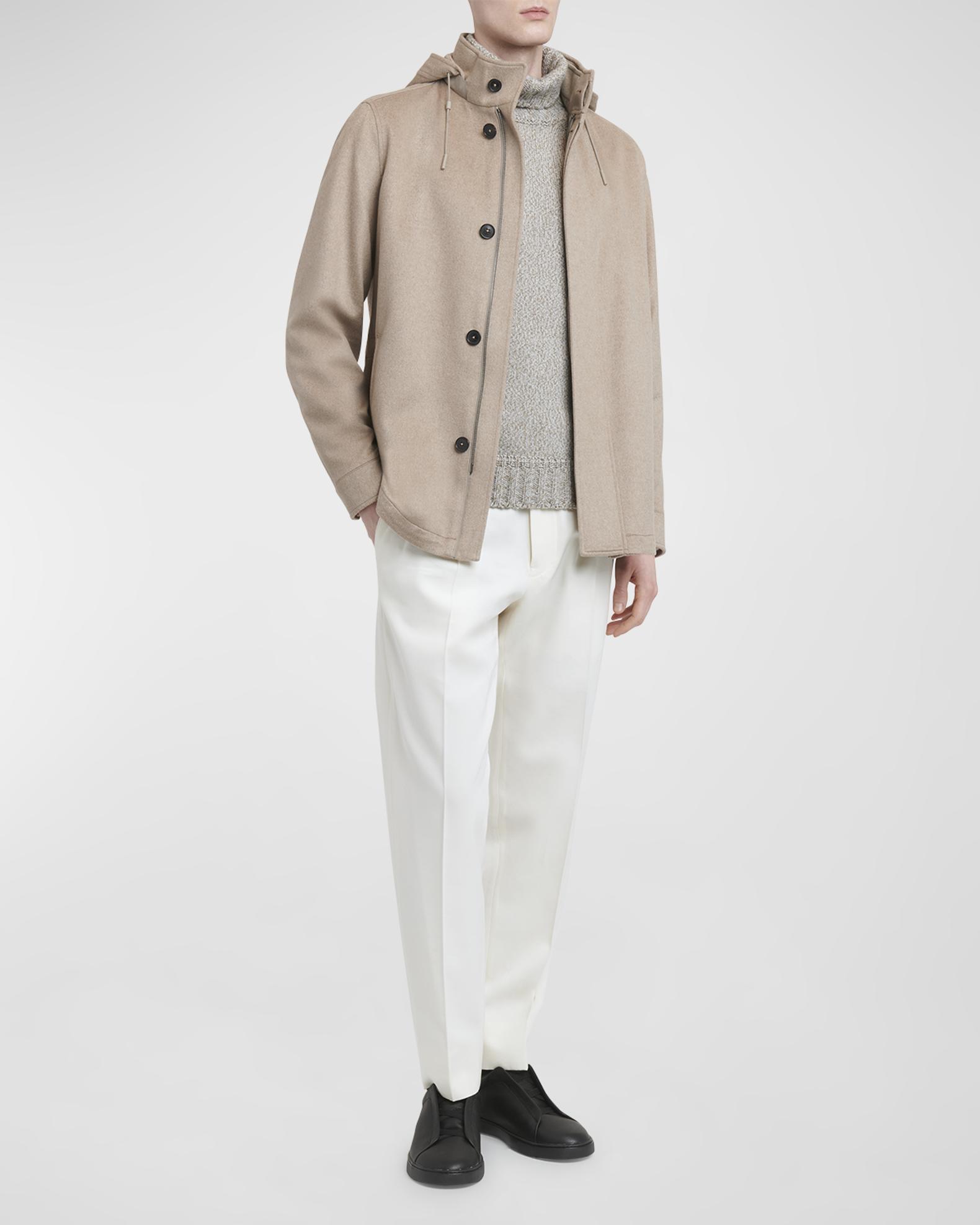 ZEGNA Men's Oasi Cashmere Elements Hooded Overjacket | Neiman Marcus
