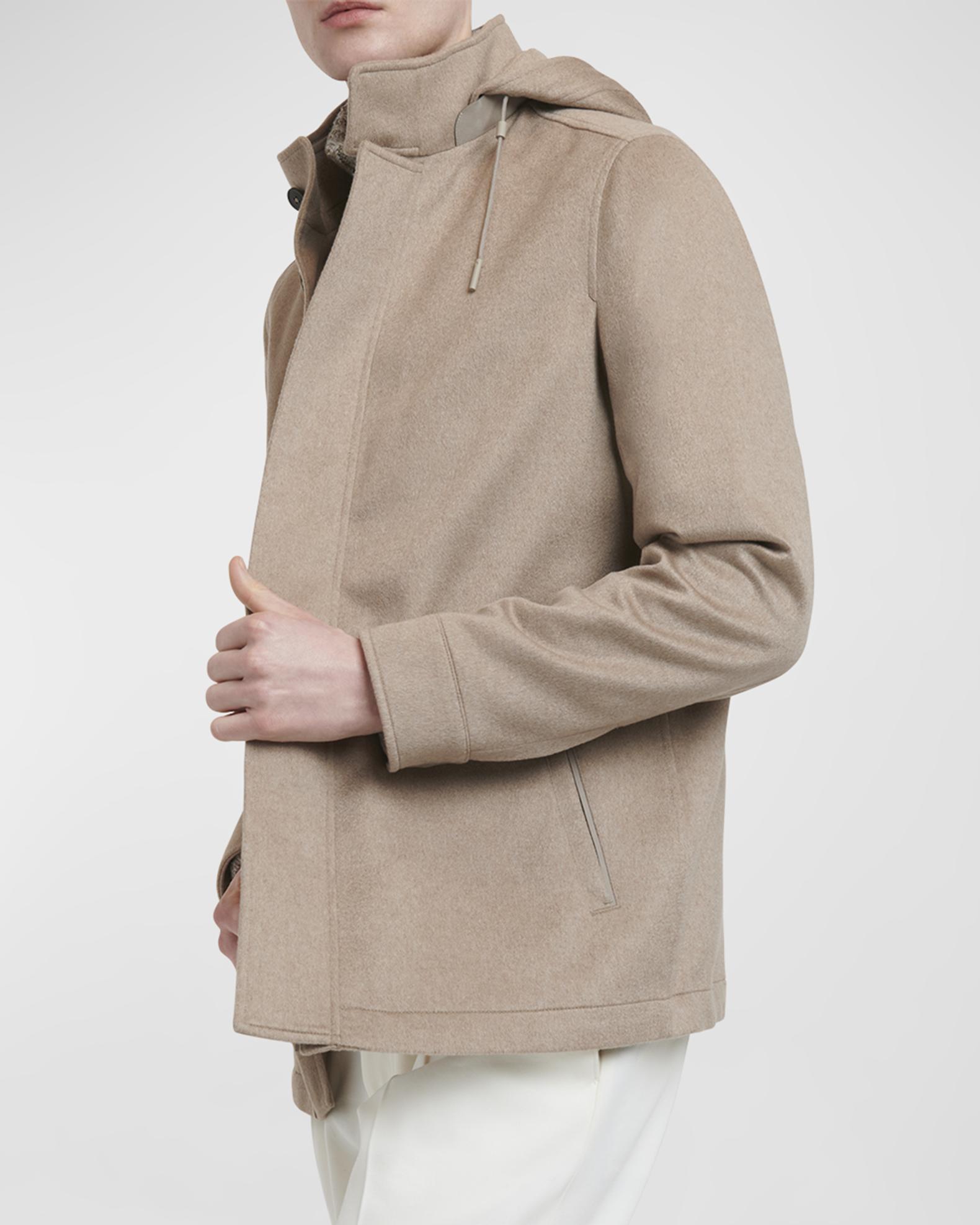 ZEGNA Men's Oasi Cashmere Elements Hooded Overjacket | Neiman Marcus