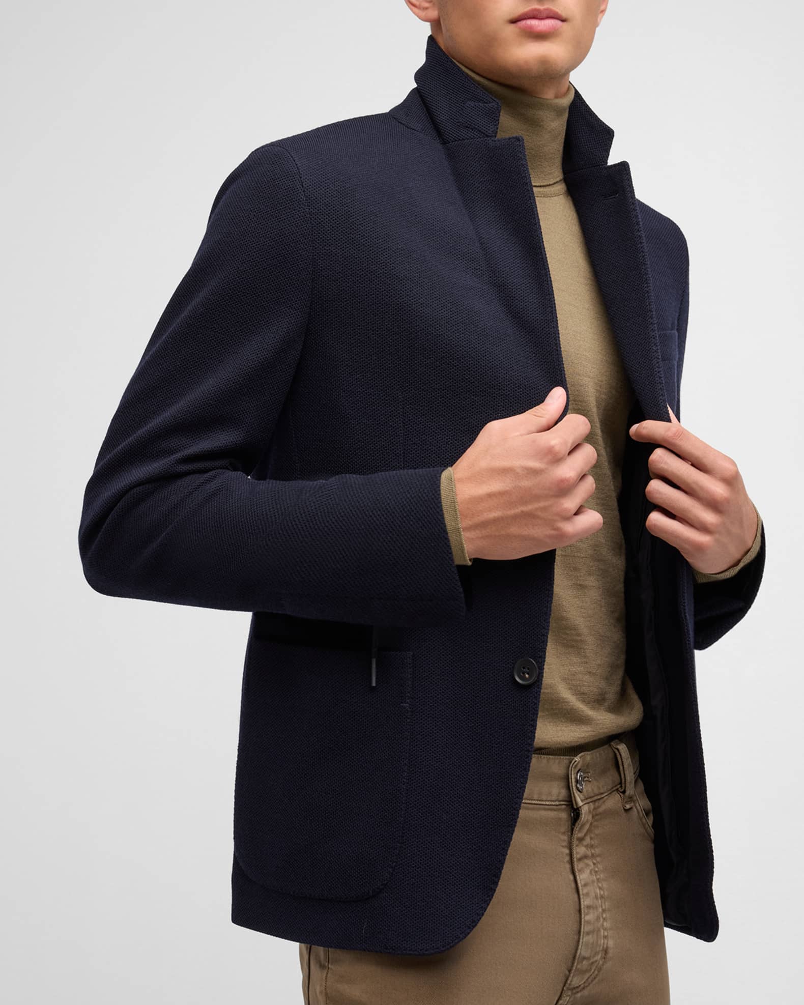 高品質の激安 ZEGNA Suede with Coat Sport Jersey Performance High Men's ジャケット・アウター
