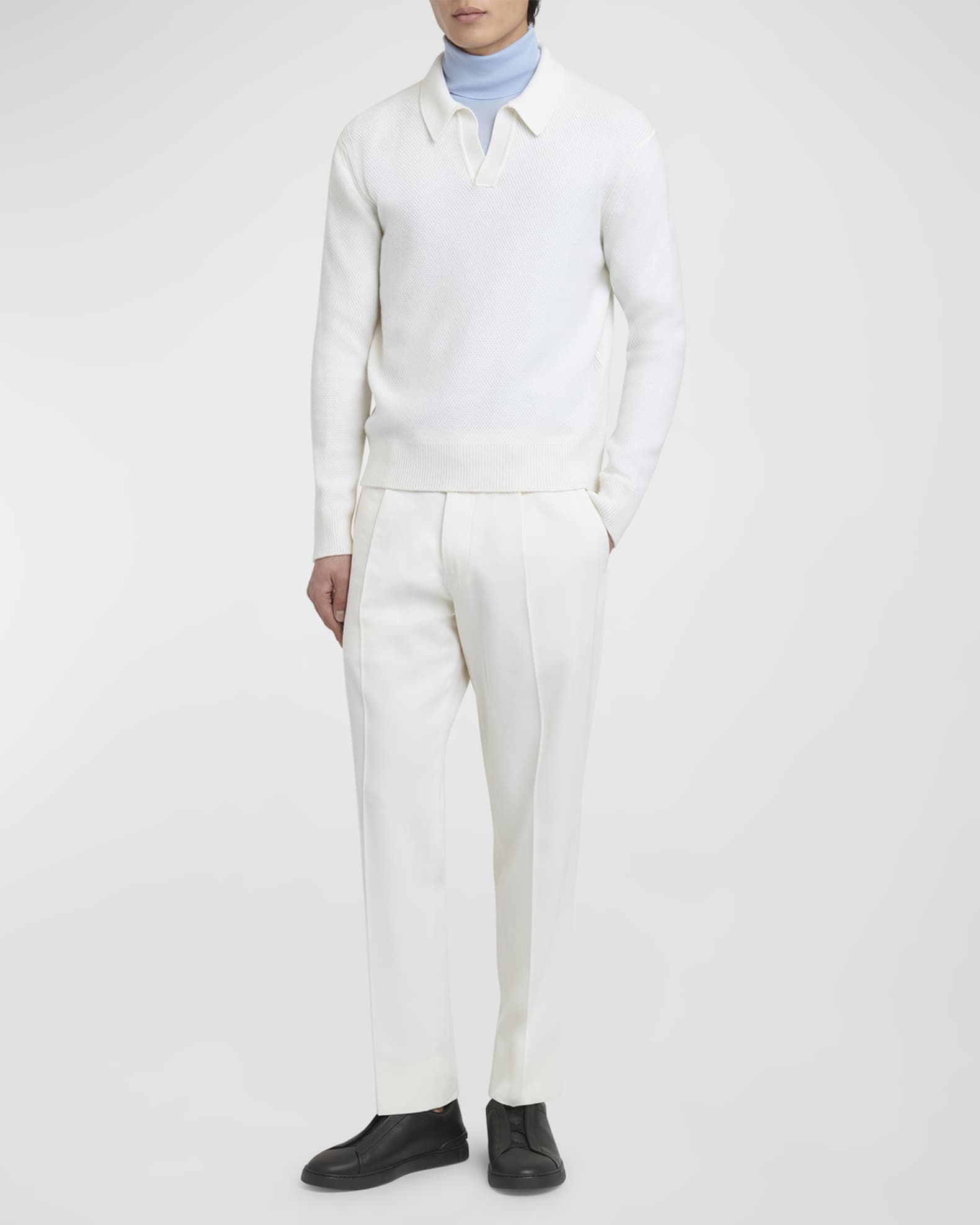 Men's Melange Oasi Cashmere Polo Sweater - Thumbnail 2