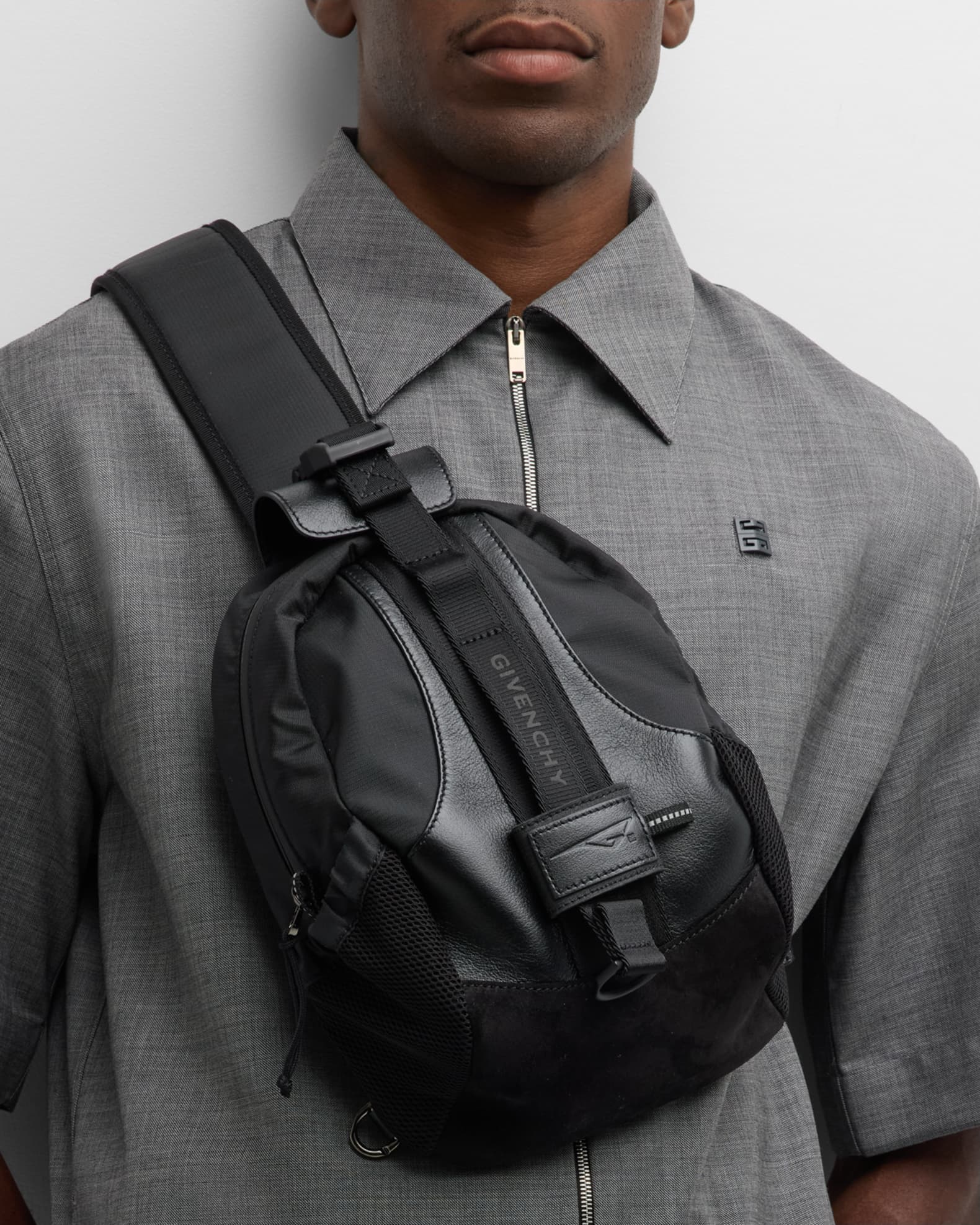 Givenchy Men s G Trail Nylon and Leather Sling Crossbody Bag Neiman Marcus