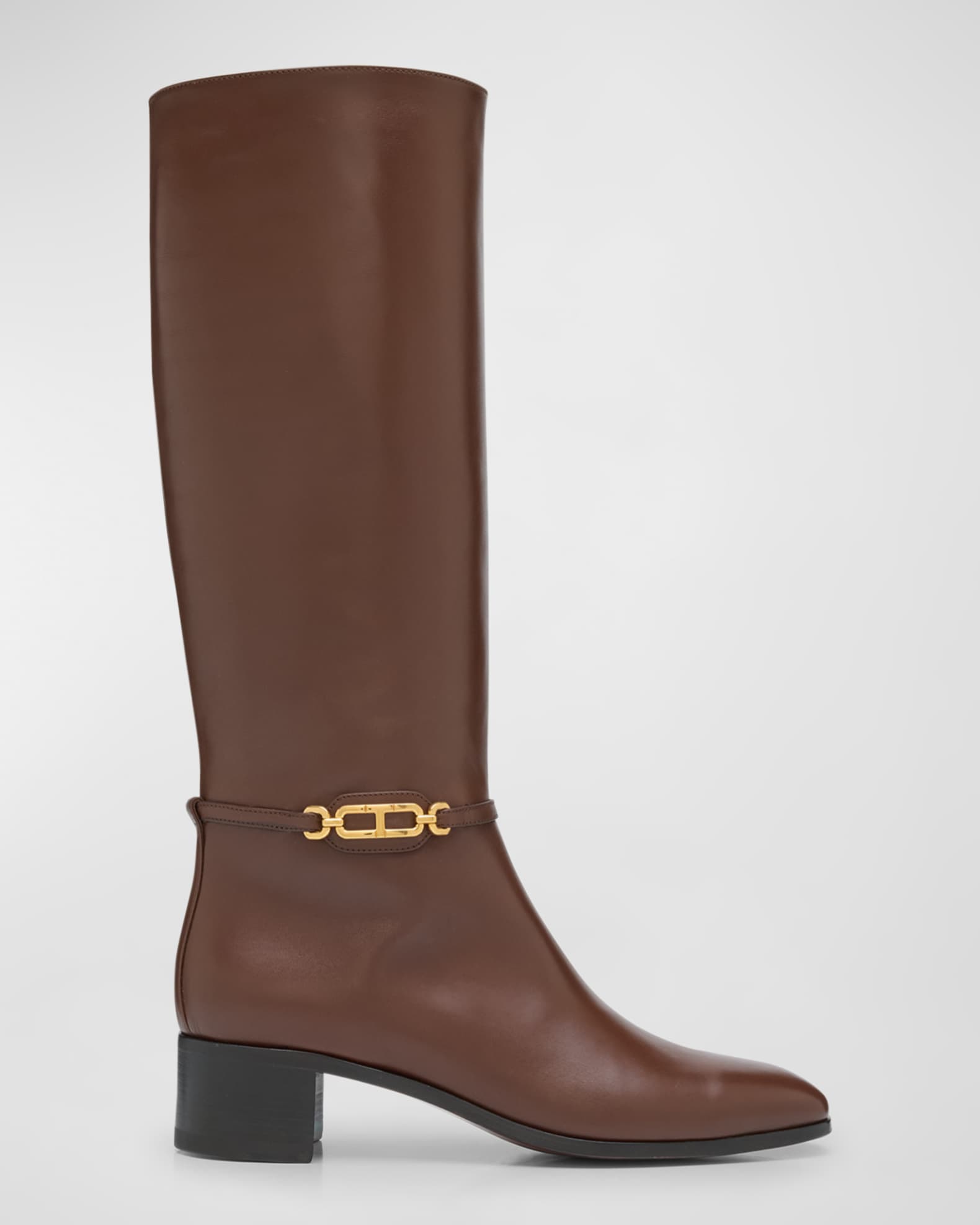 Whitney Leather Chain Knee Boots 0