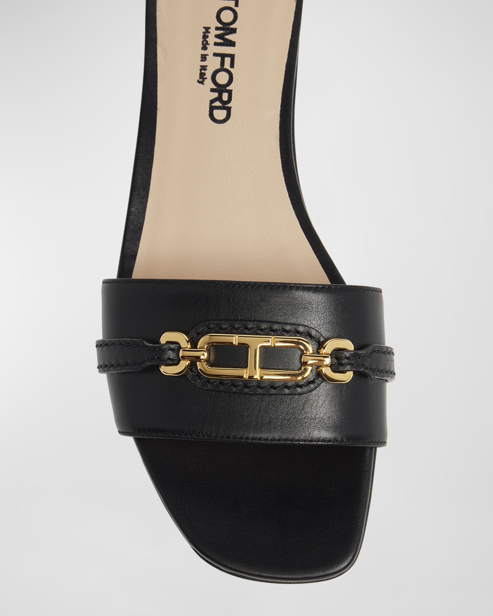 TOM FORD Whitney Calfskin Chain Slide Sandals Neiman Marcus