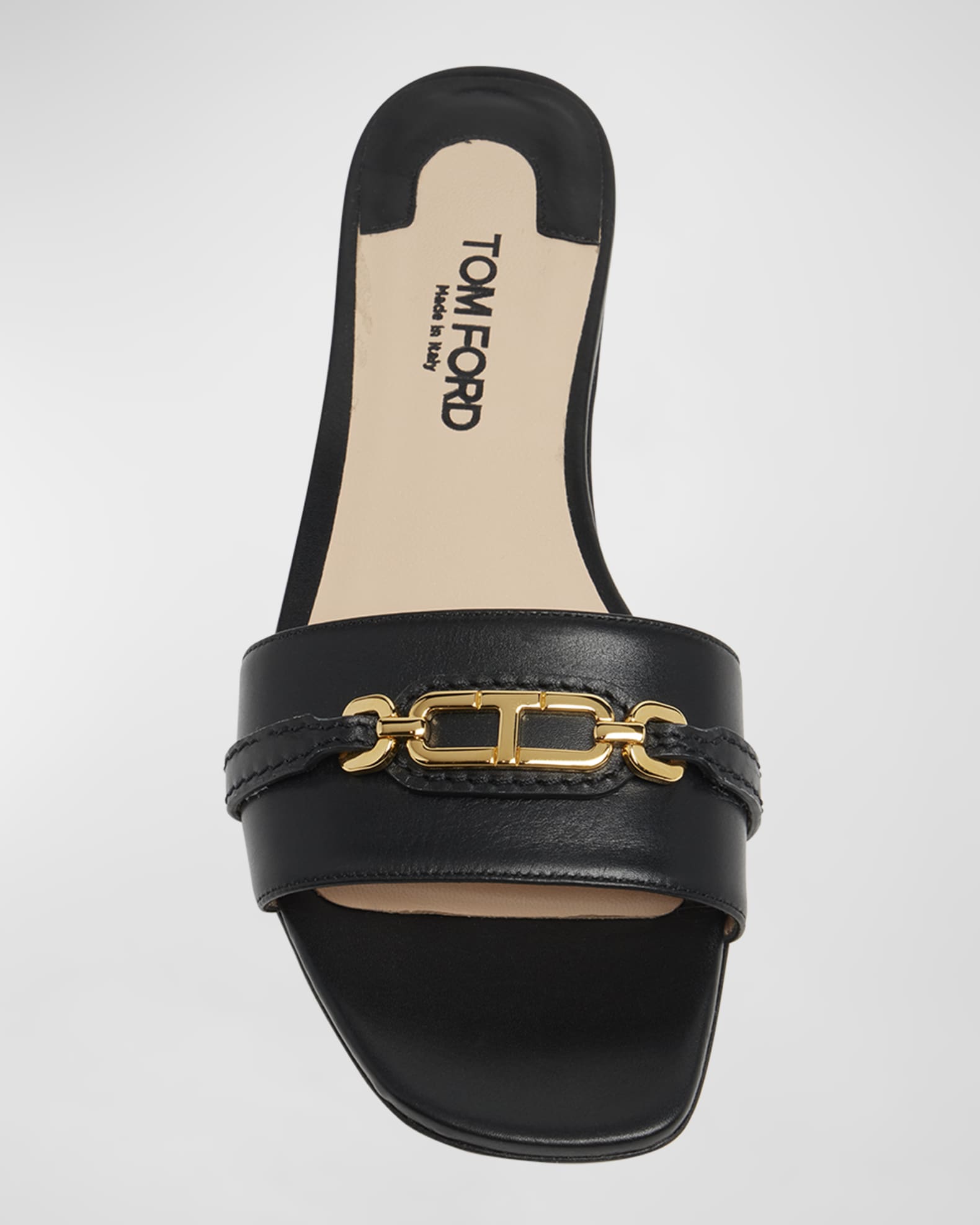 Whitney Calfskin Chain Slide Sandals