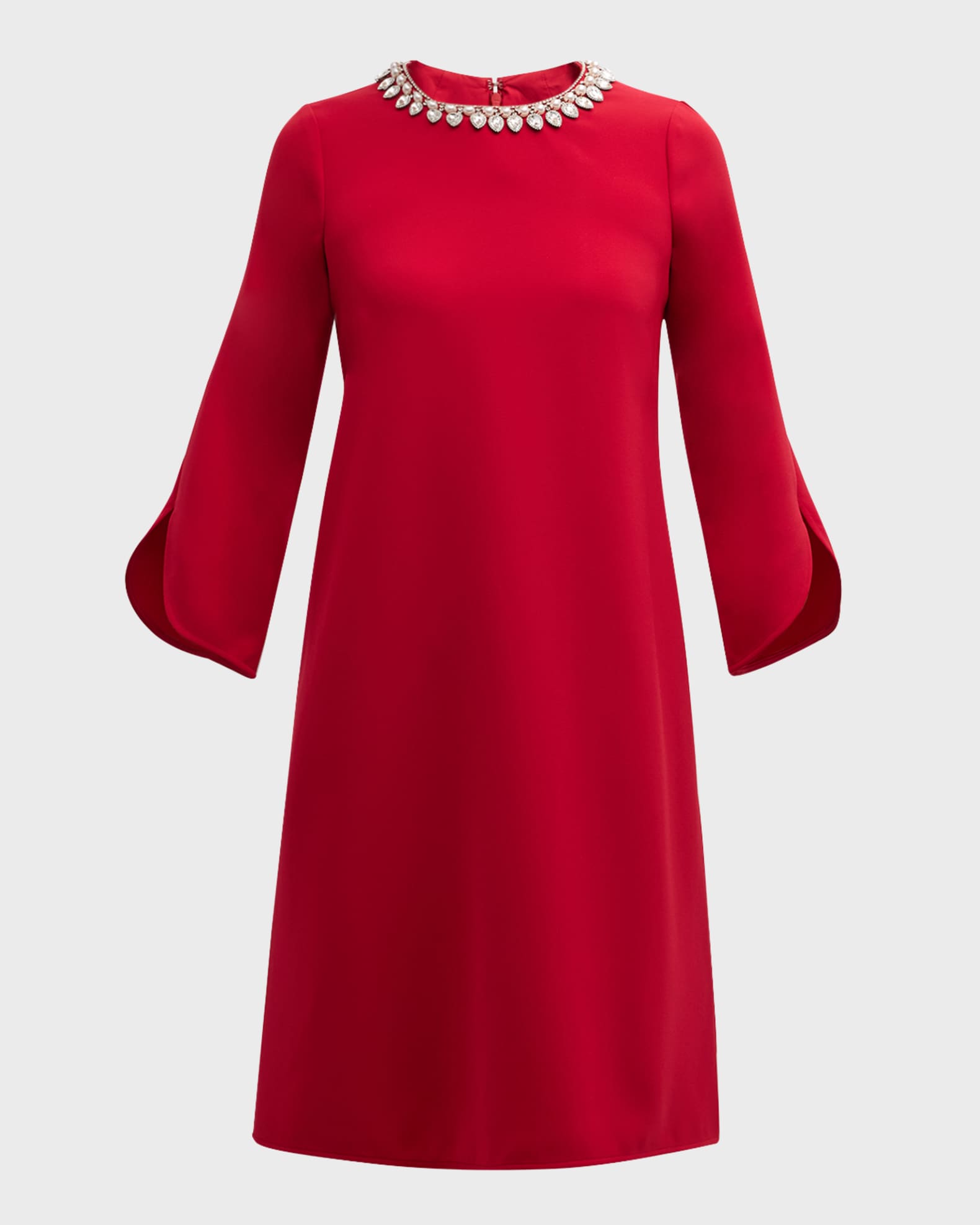 Crystal-Embellished Crepe Midi Shift Dress 0