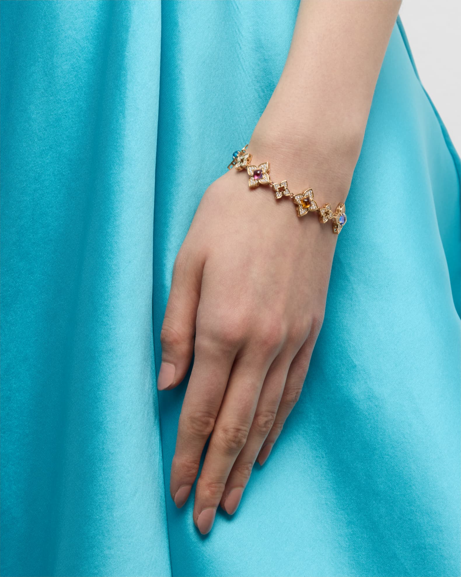 18K Rose Gold Bracelet with Diamonds and Semiprecious Stones 1