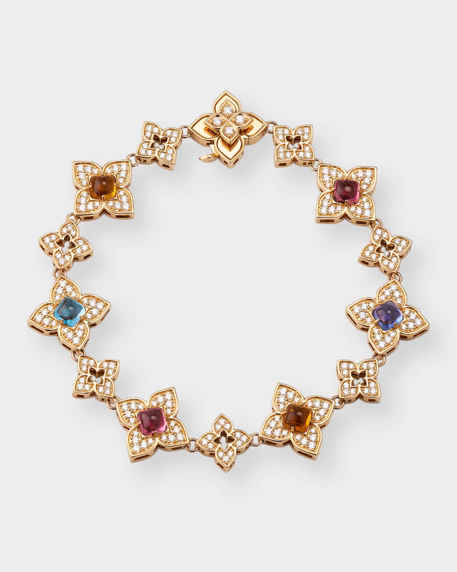 18K Rose Gold Bracelet with Diamonds and Semiprecious Stones 0