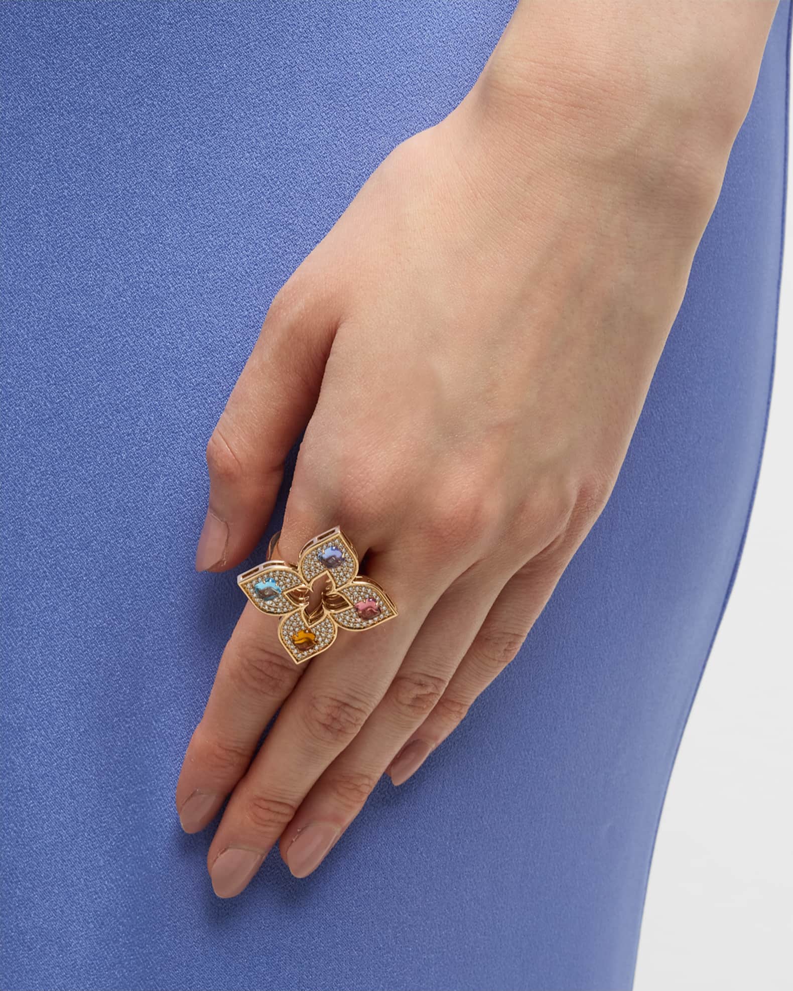 Roberto Coin 18K Rose Gold Ring with Diamonds and Semiprecious Stones Size 7 Neiman Marcus