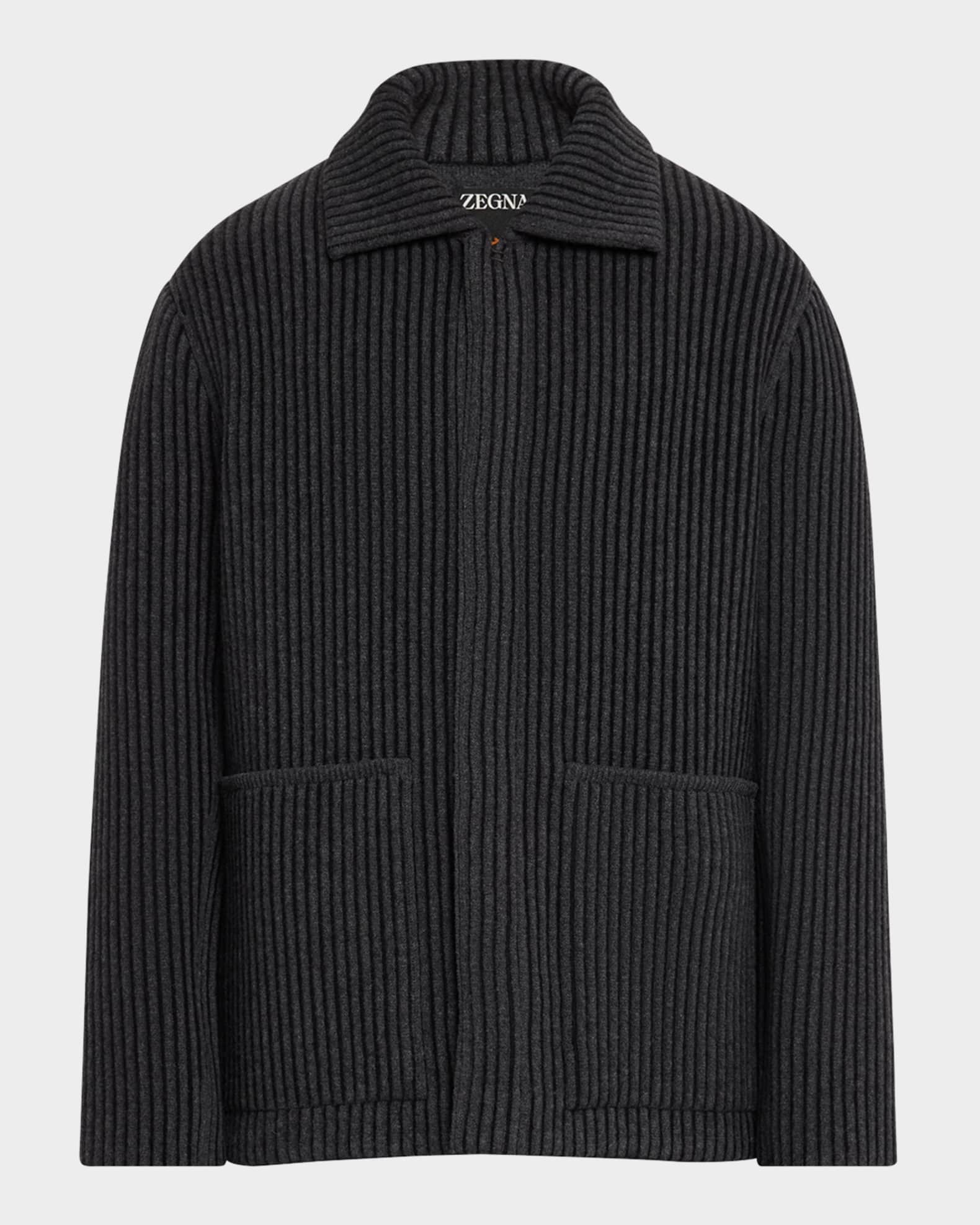 Men's Ribbed Wool and Cashmere Chore Jacket