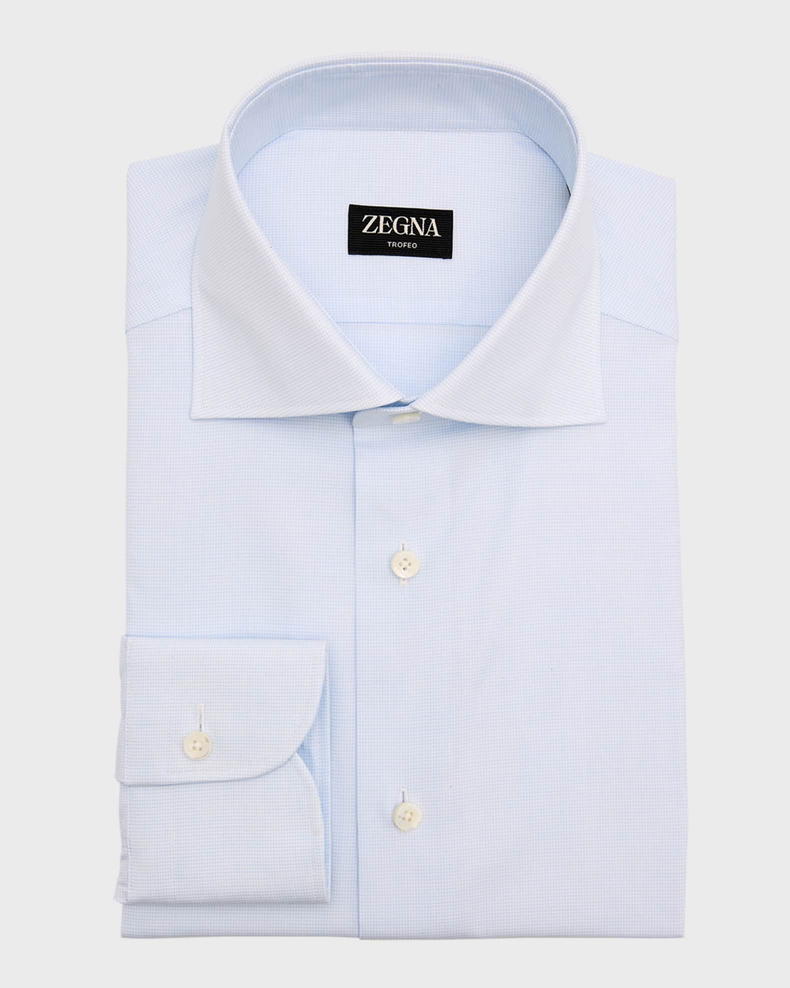 Men's Trofeo Cotton Micro-Check Dress Shirt 0