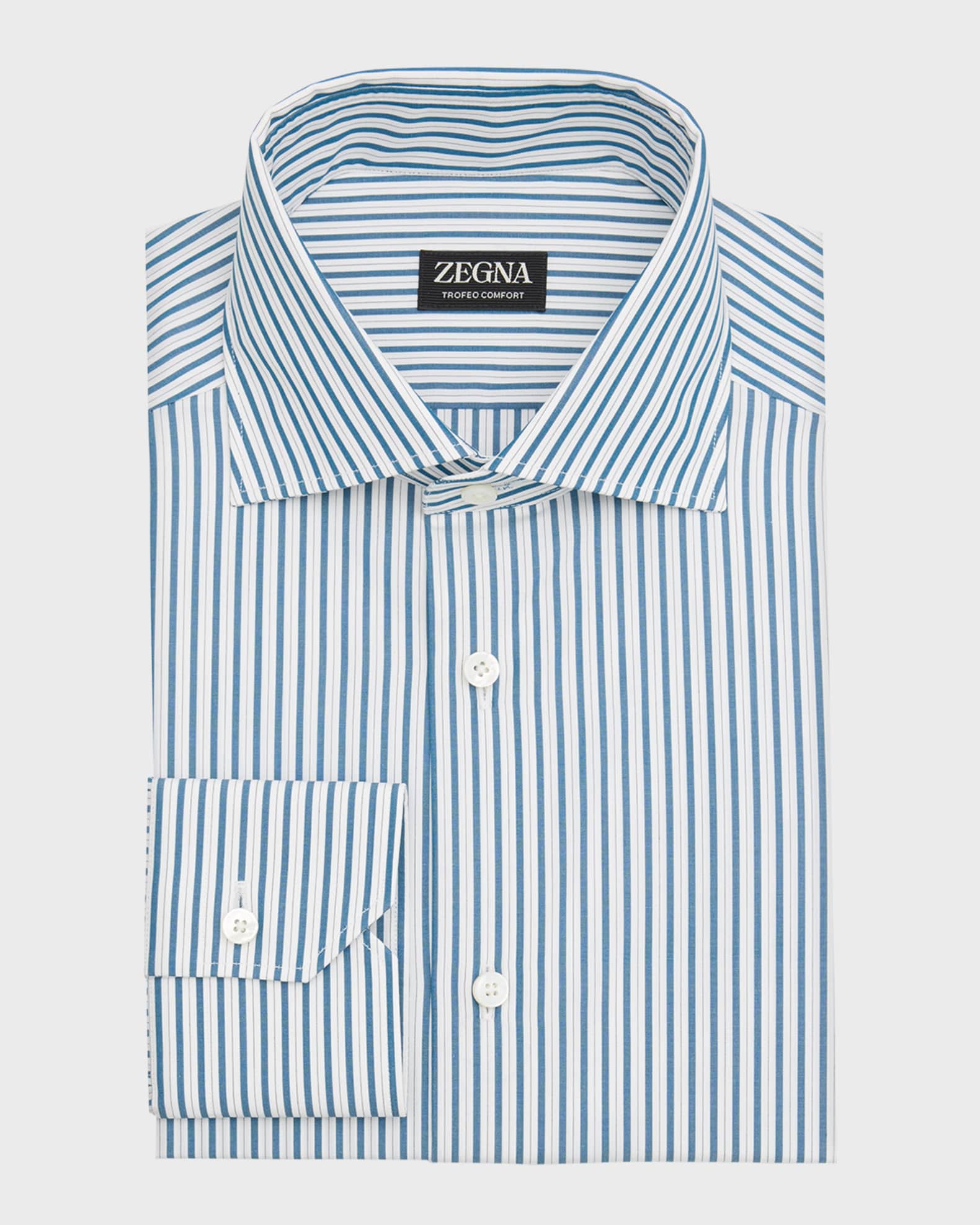 Men's Cotton Multi-Stripe Dress Shirt 0