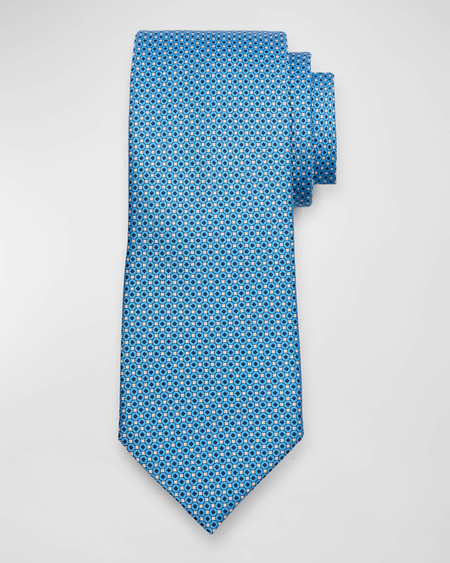 ZEGNA Men's Geometric Circle Silk Tie