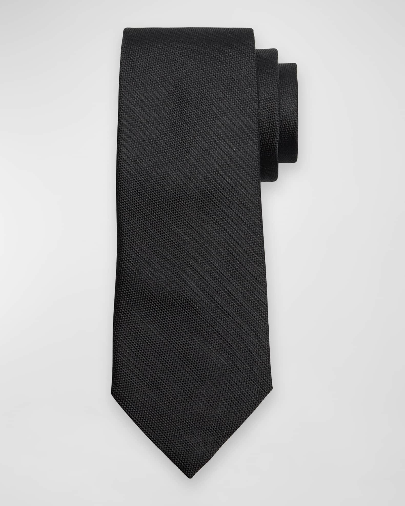 ZEGNA Men's Micro-Chevron Silk Tie