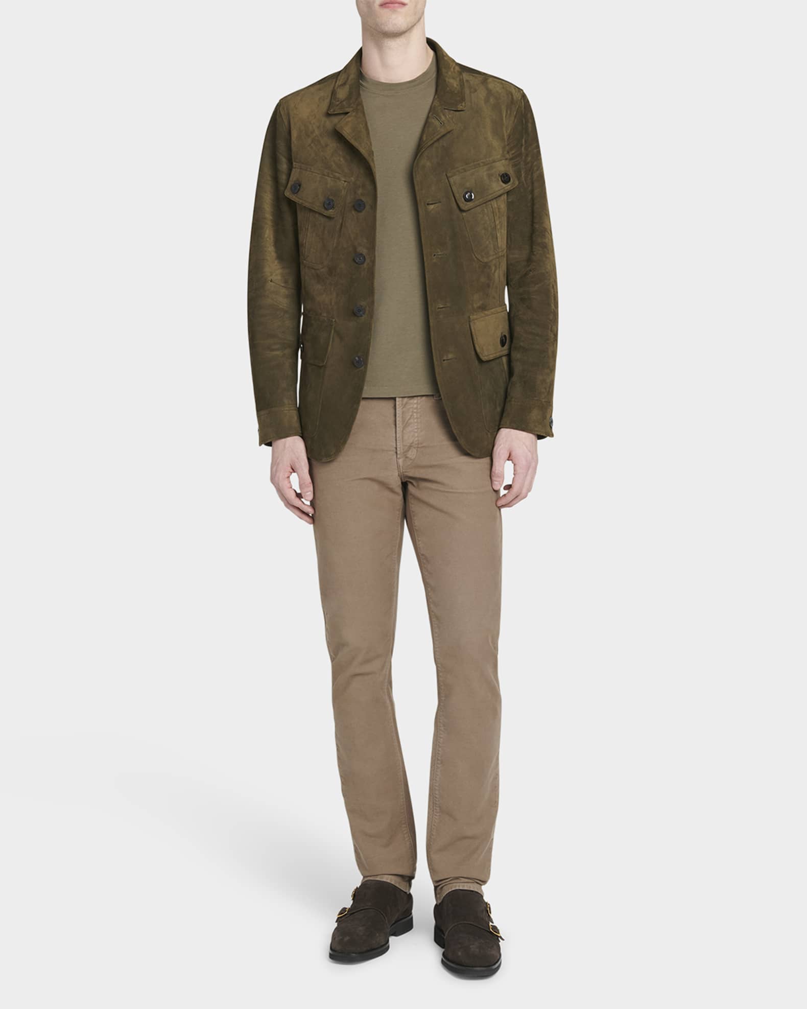 Men's Cashmere-Suede Sartorial Military Jacket 1