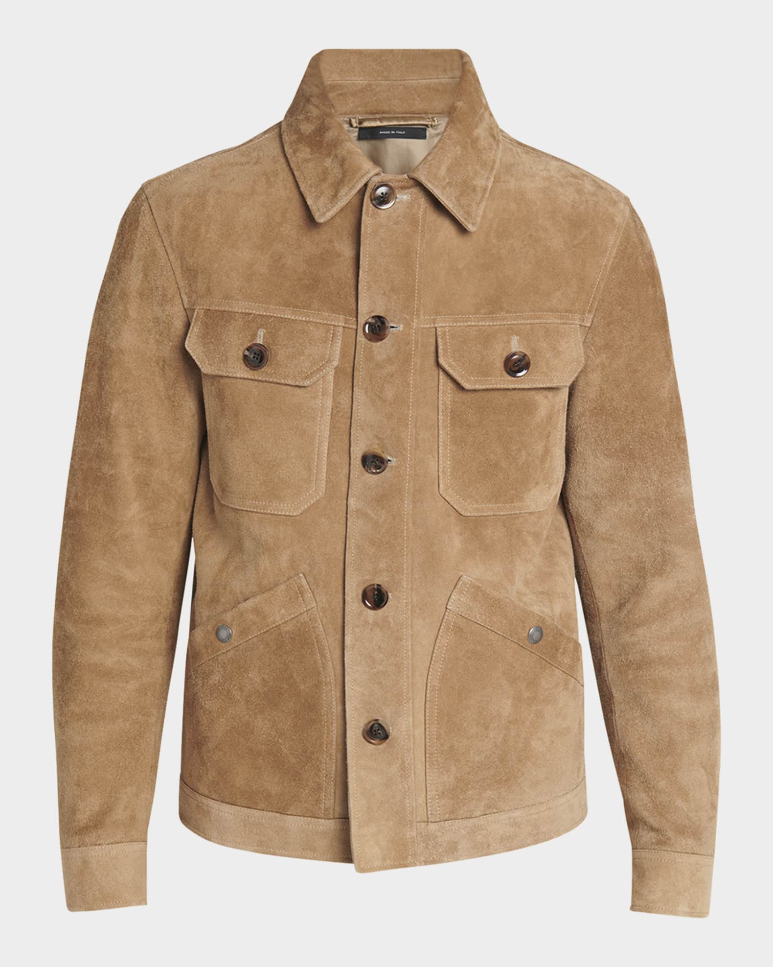 Tom Ford Men s Brushed Suede Concealed Zip Field Jacket Sand Men s 42 Coats Jackets Outerwear Field Jackets Utility Jackets Anoraks