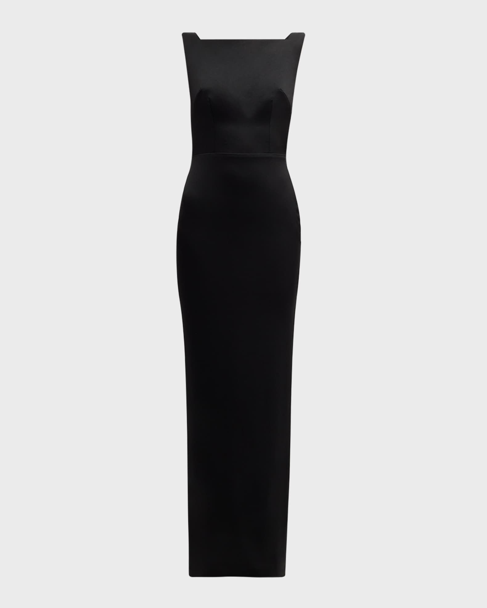 Alex Perry Backless Draped Satin Crepe Column Gown