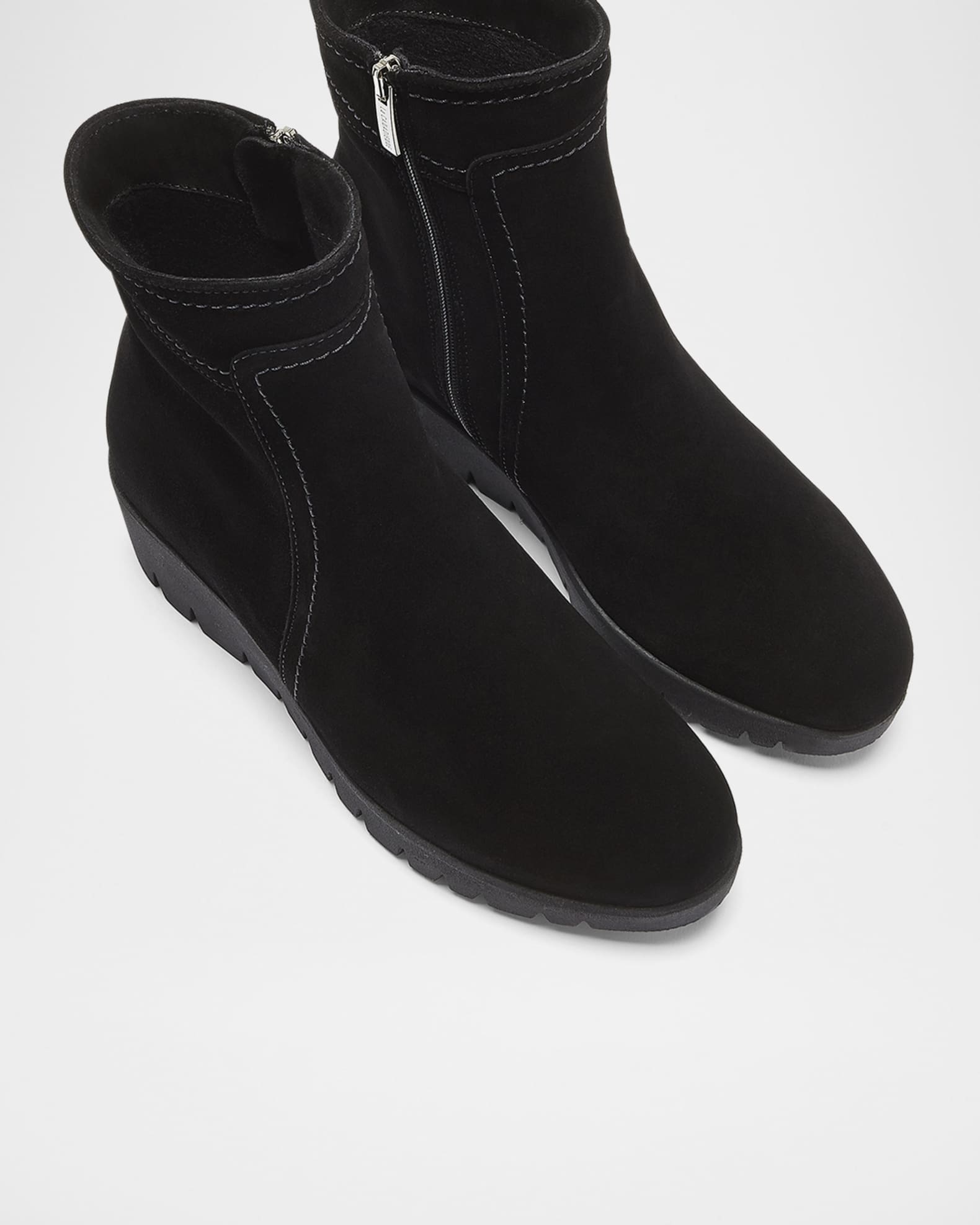 La Canadienne Token Suede Wedge Ankle Booties Neiman Marcus