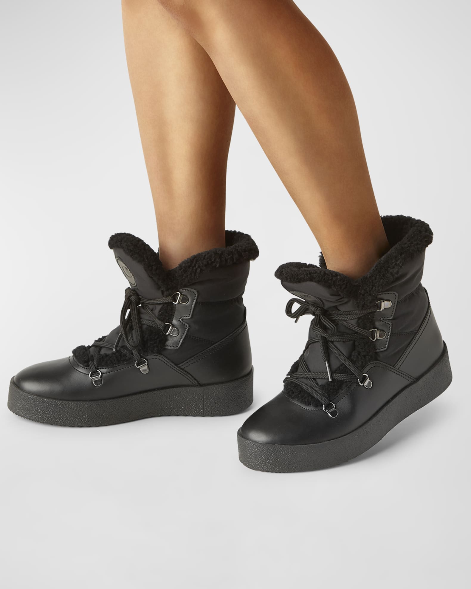 Eddie Nylon Shearling Lace Up Winter Boots