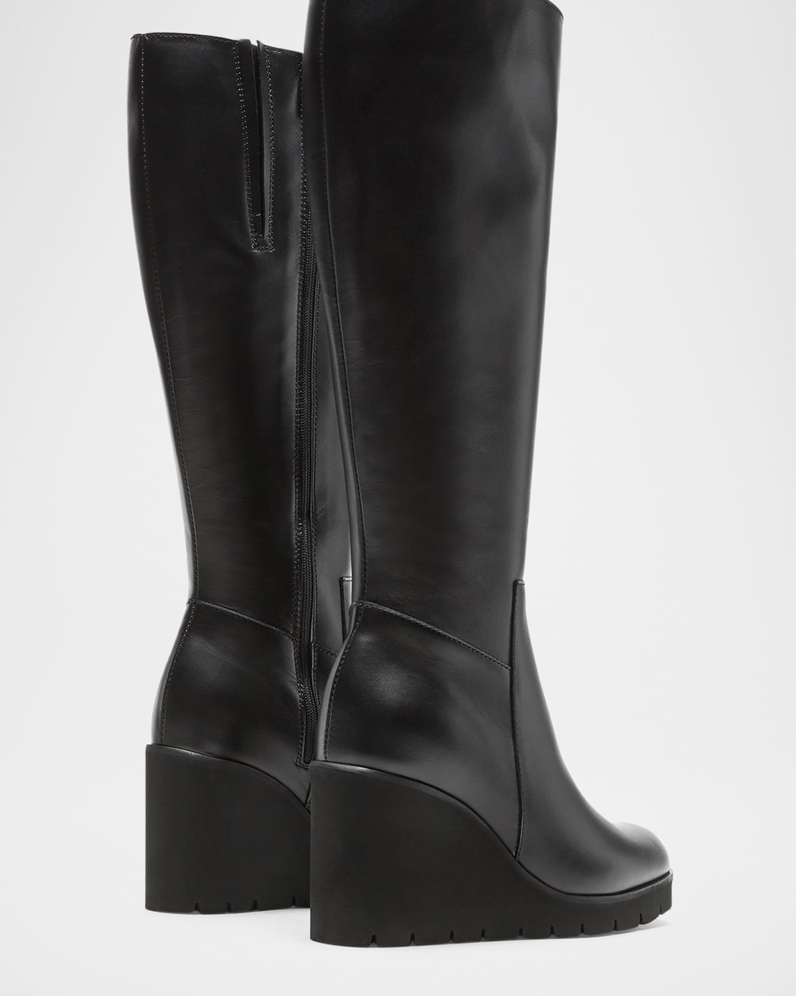 Leather wedge boots hot sale