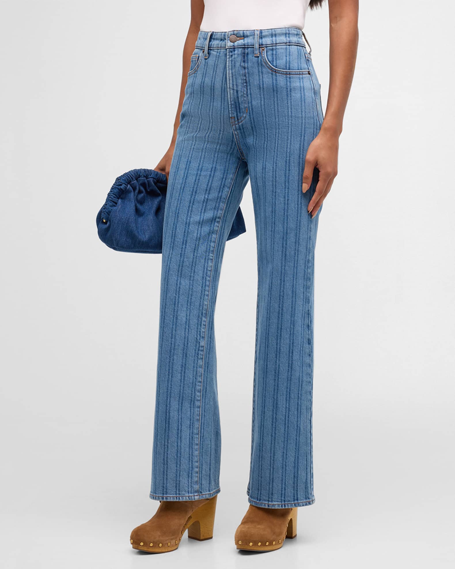 Striped cropped jeans sale