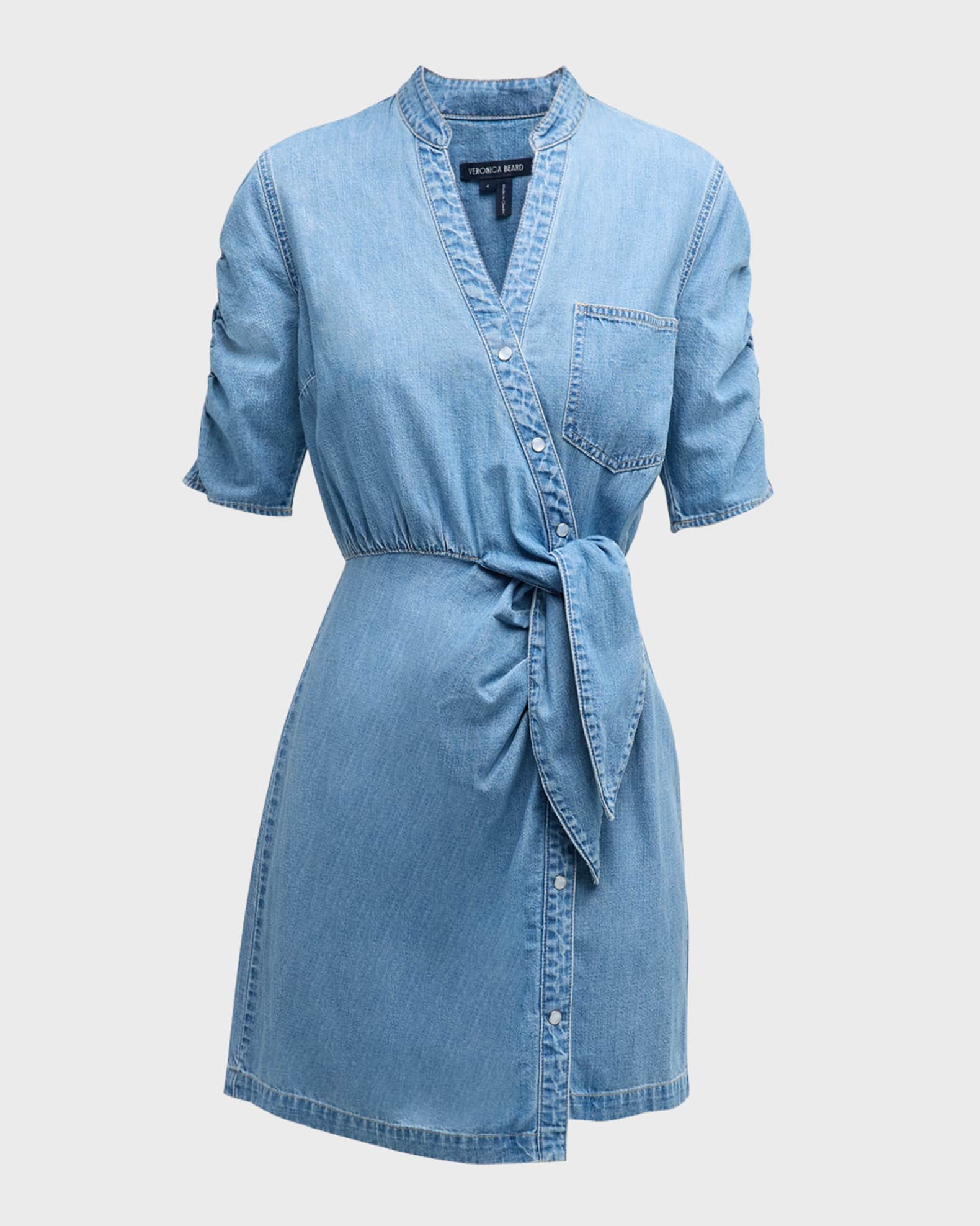Veronica Beard Dunn Denim Mini Wrap Dress