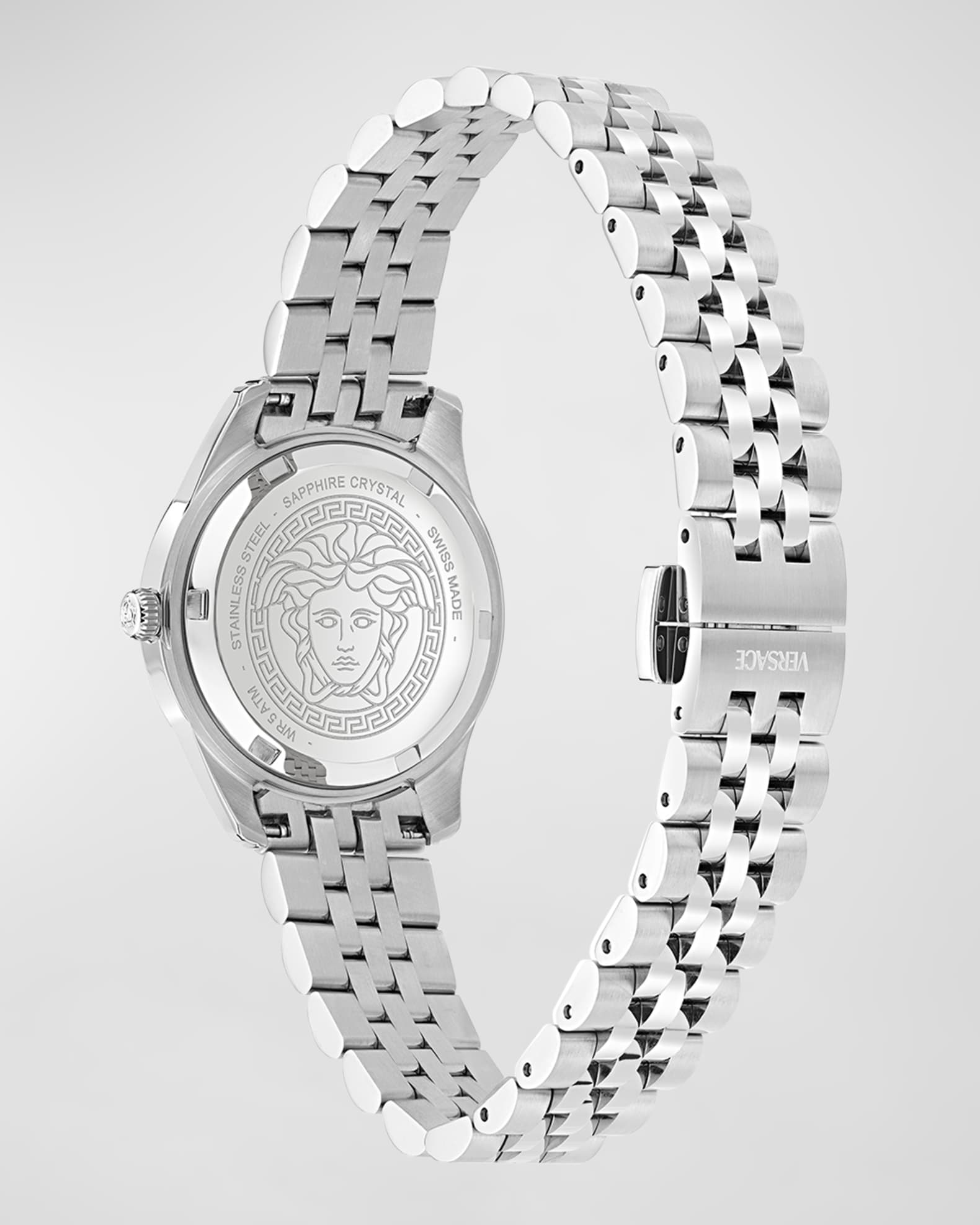 Versace 30mm Greca Time Watch with Bracelet Strap, Stainless