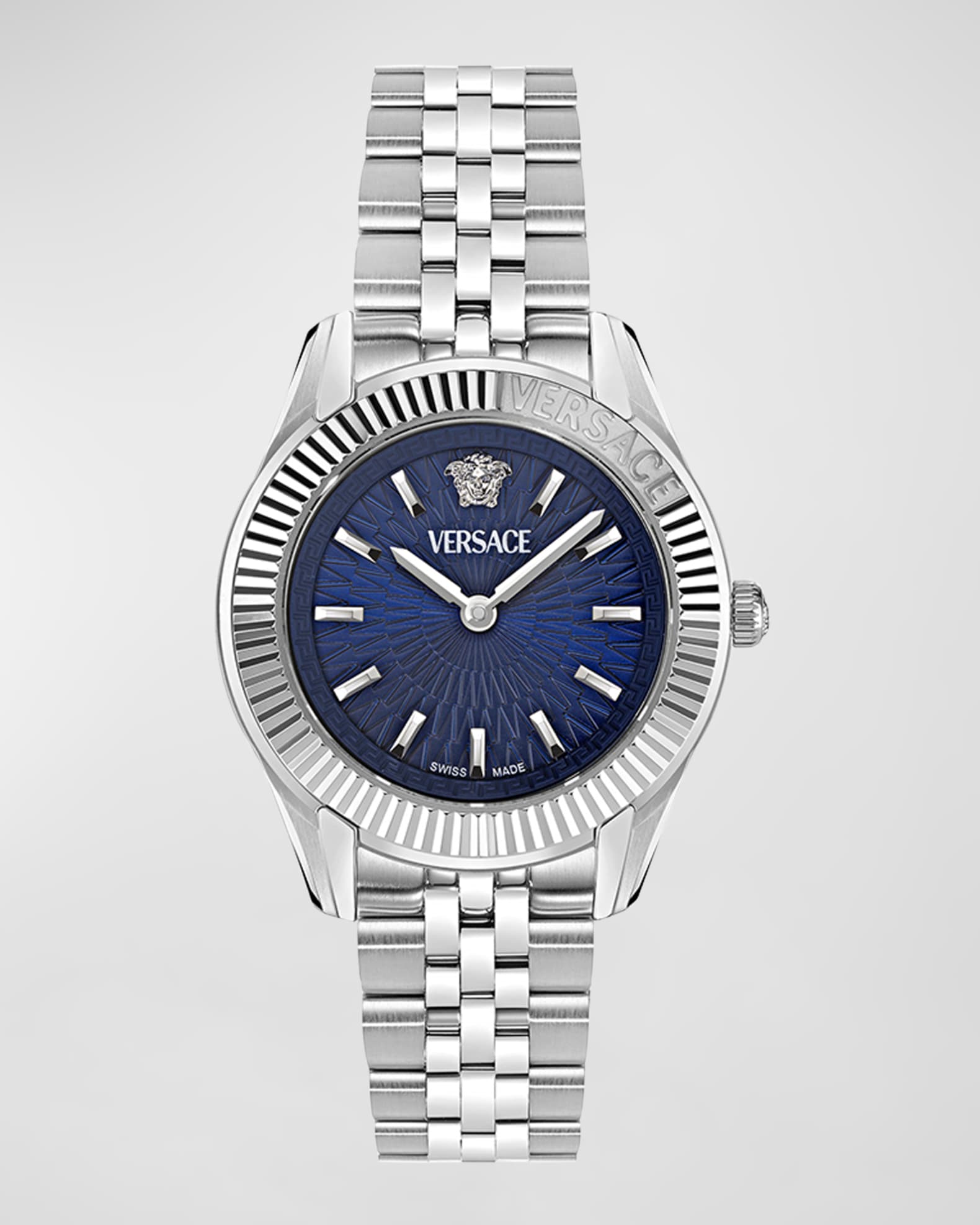 30mm Greca Time Watch with Bracelet Strap Stainless Steel Blue