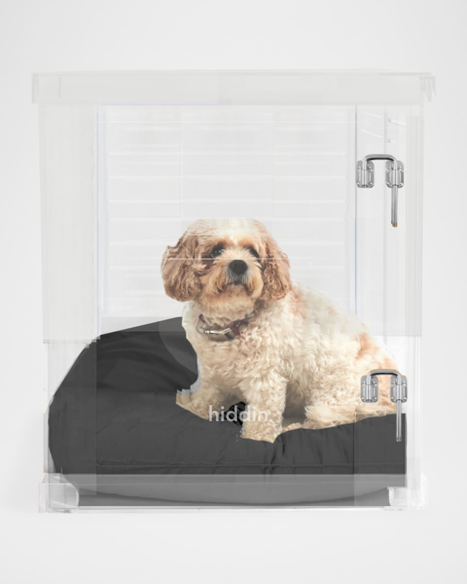 Curated visual reference: Visual Reference: Hiddin Medium Clear View Pet Crate With Silver Latch