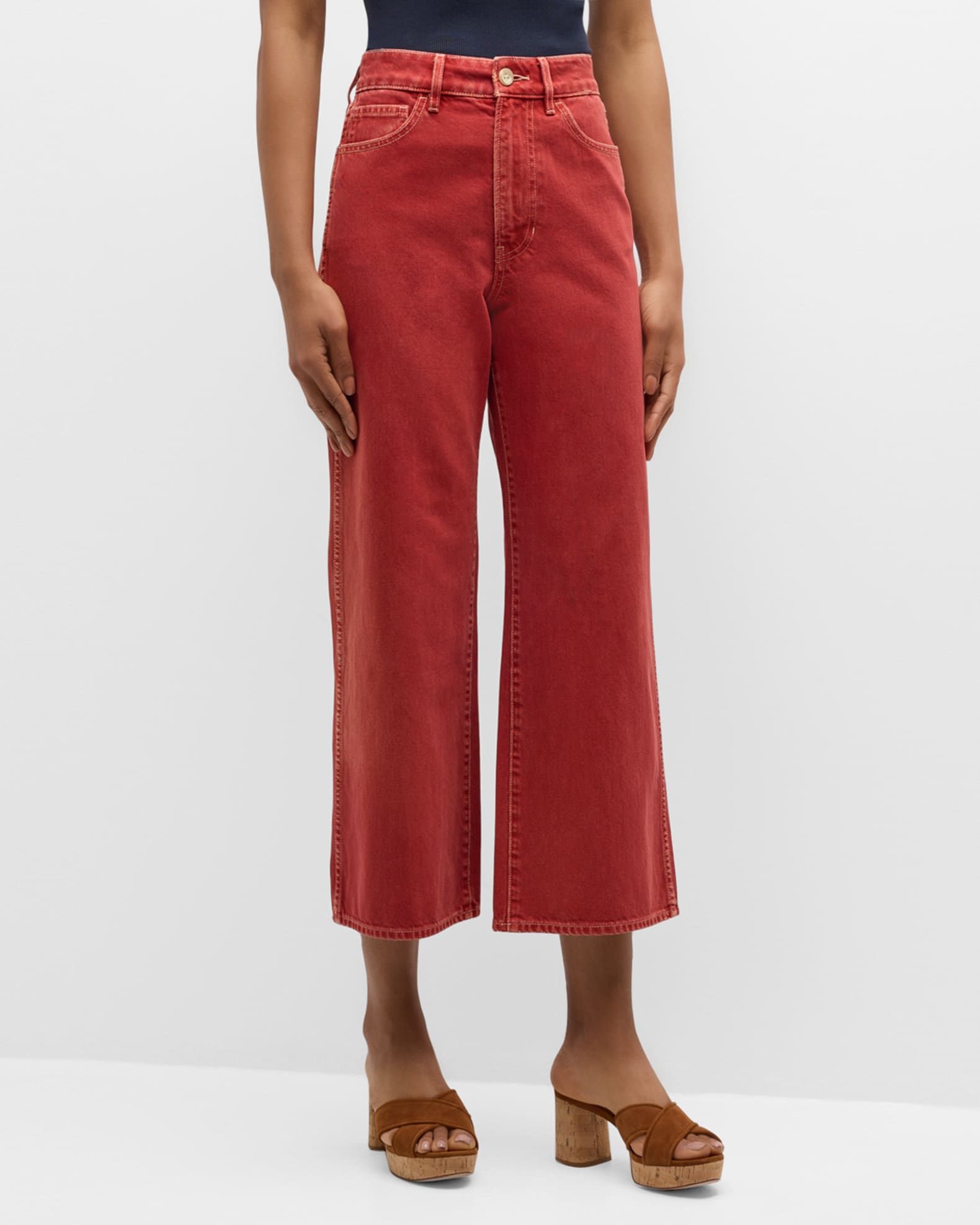 Veronica Beard Taylor Cropped High Rise Jeans in Bright Blue