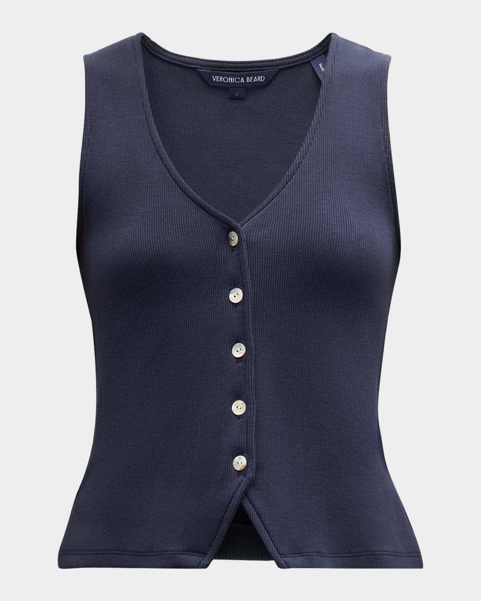 Veronica Beard Hoorne Button-Front Tank Top