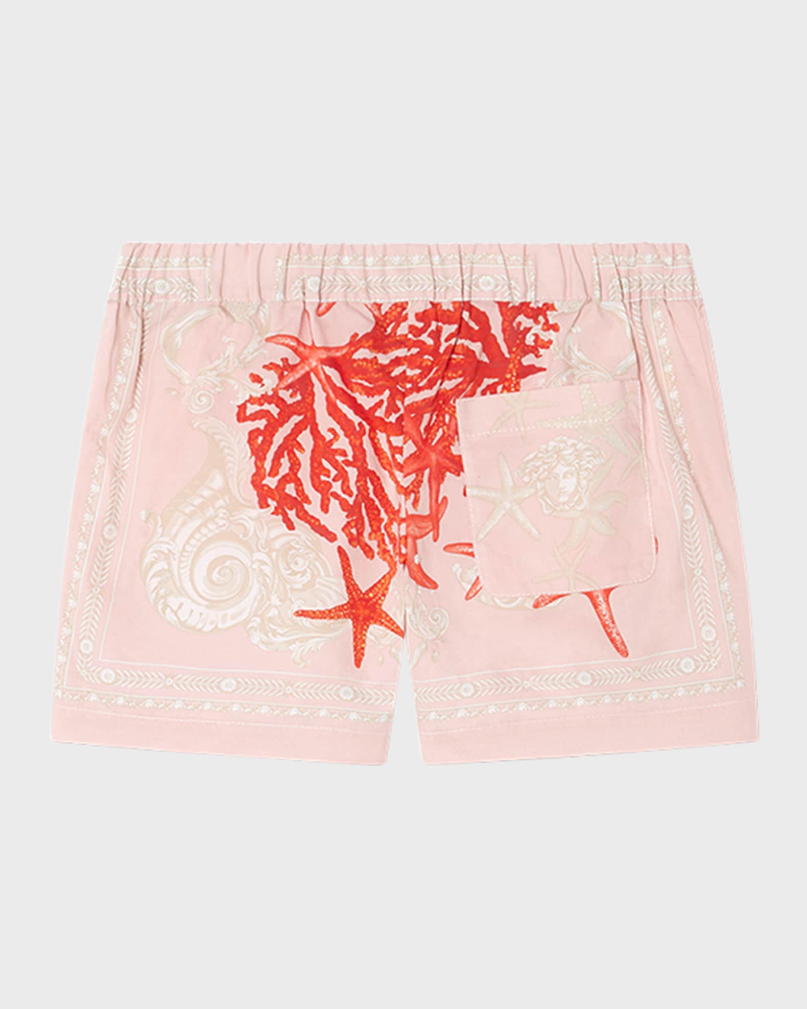 Boy's Starfish-Print Barocco-Trim Shorts 1
