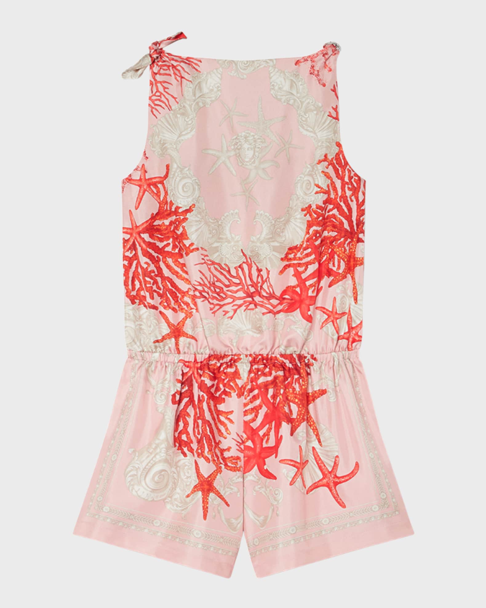 Girl's Barocco-Trim Silk Romper 0