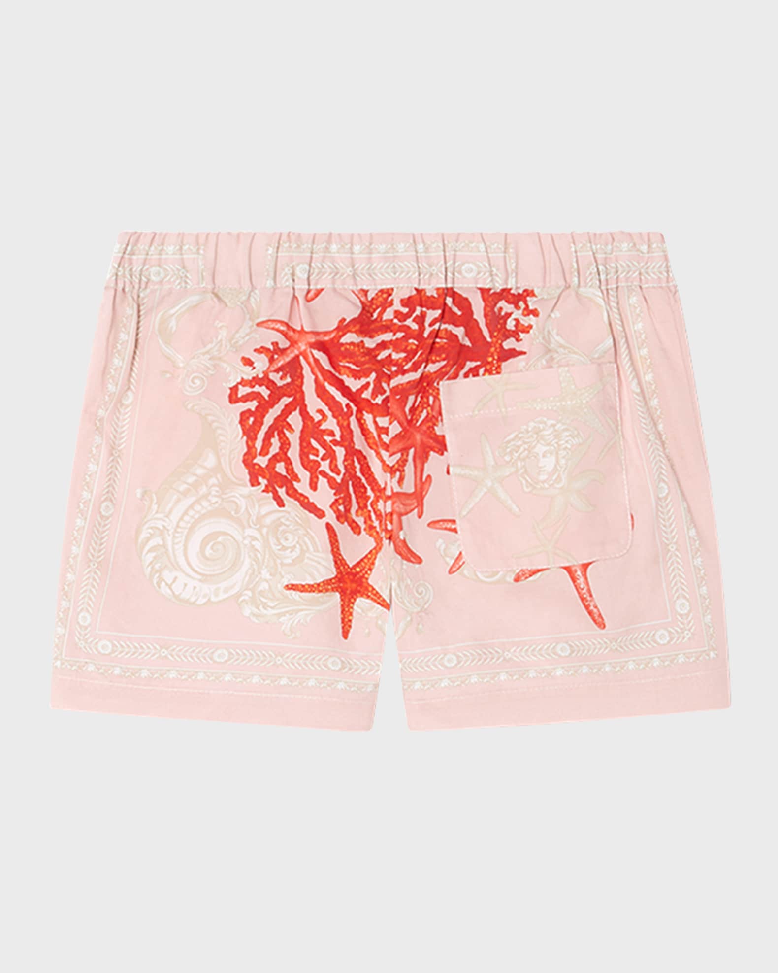 Boy's Starfish-Print Barocco-Trim Shorts 1