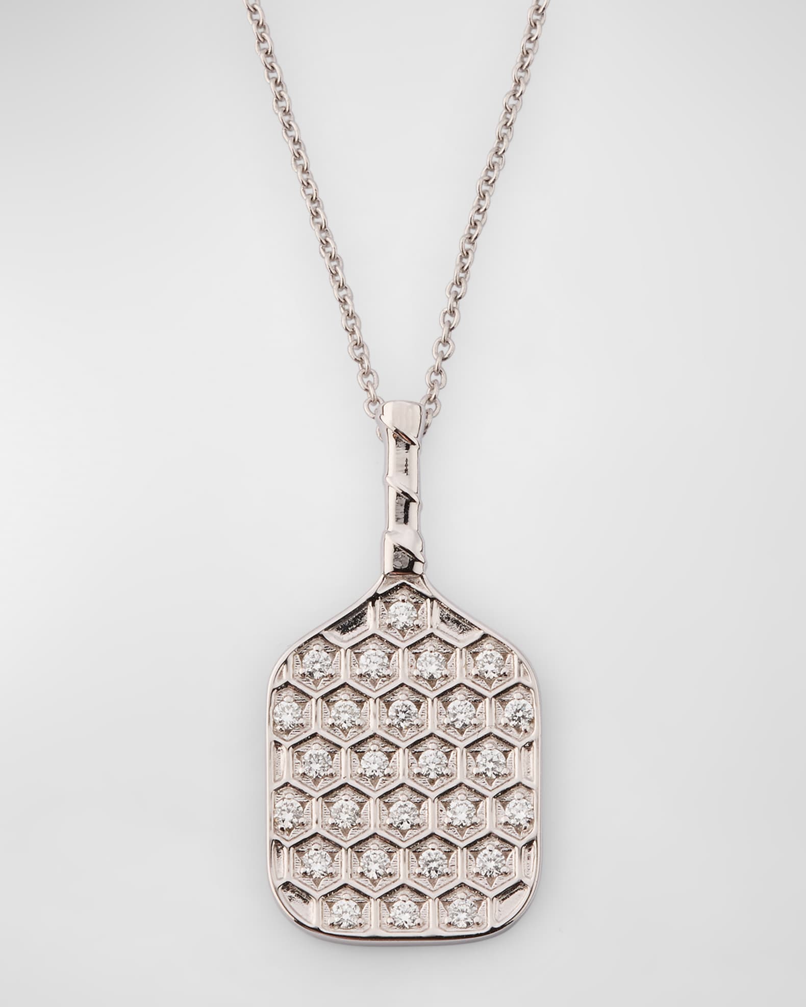 18K White Gold Pickleball Necklace with Diamonds 0