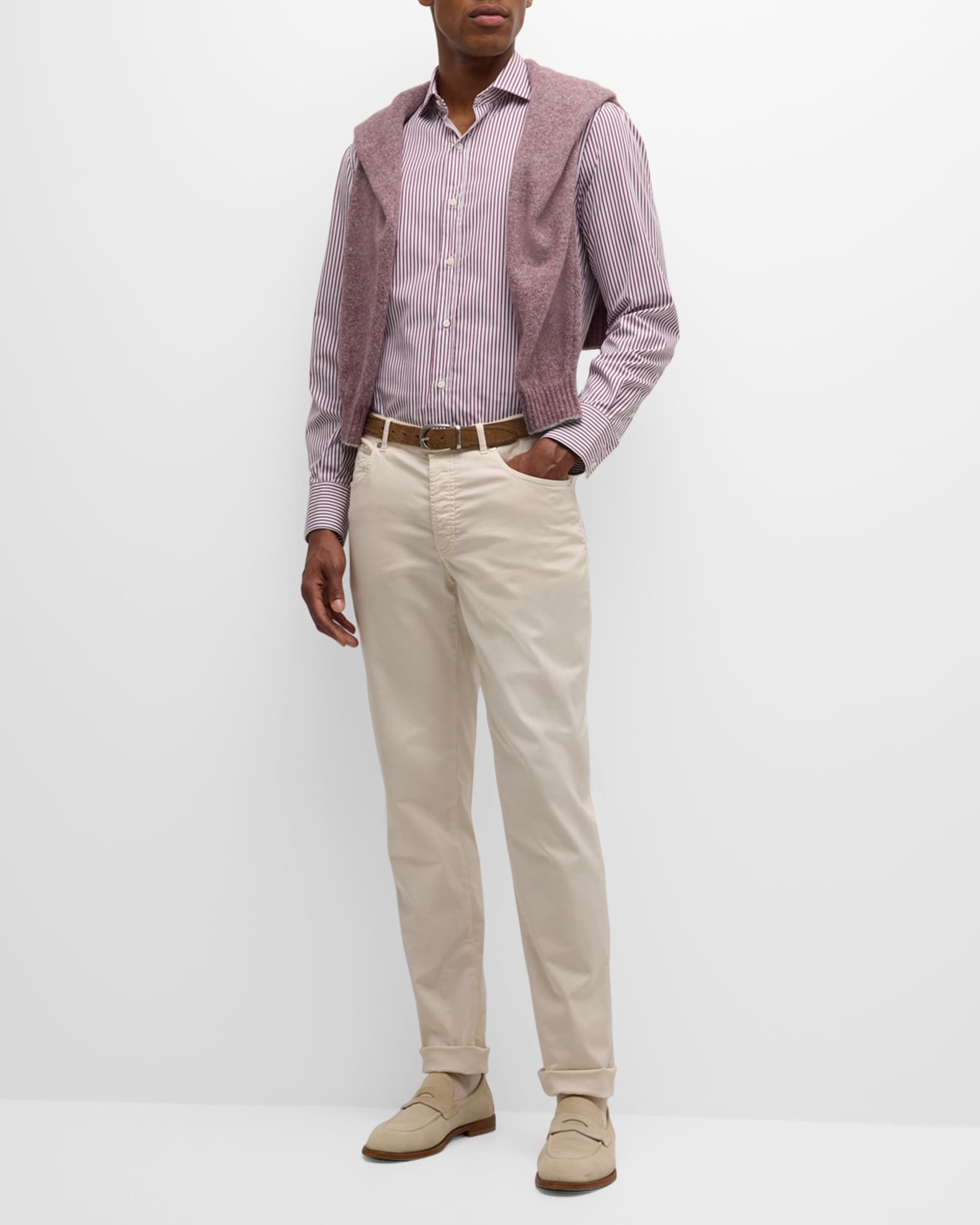 Men's Cotton Pinstripe Sport Shirt - Thumbnail 2