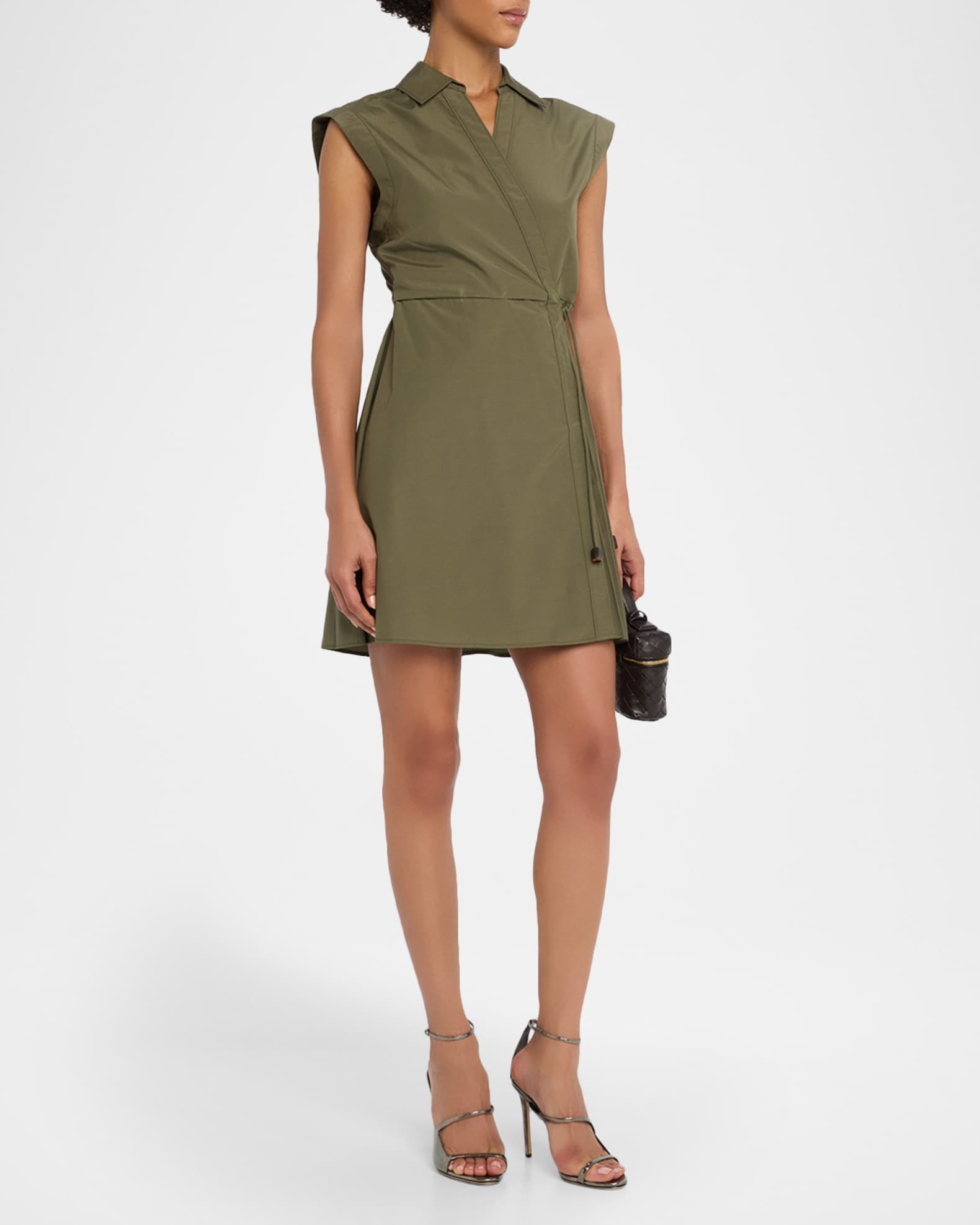 Shivon Cap-Sleeve Poplin Mini Wrap Dress 1