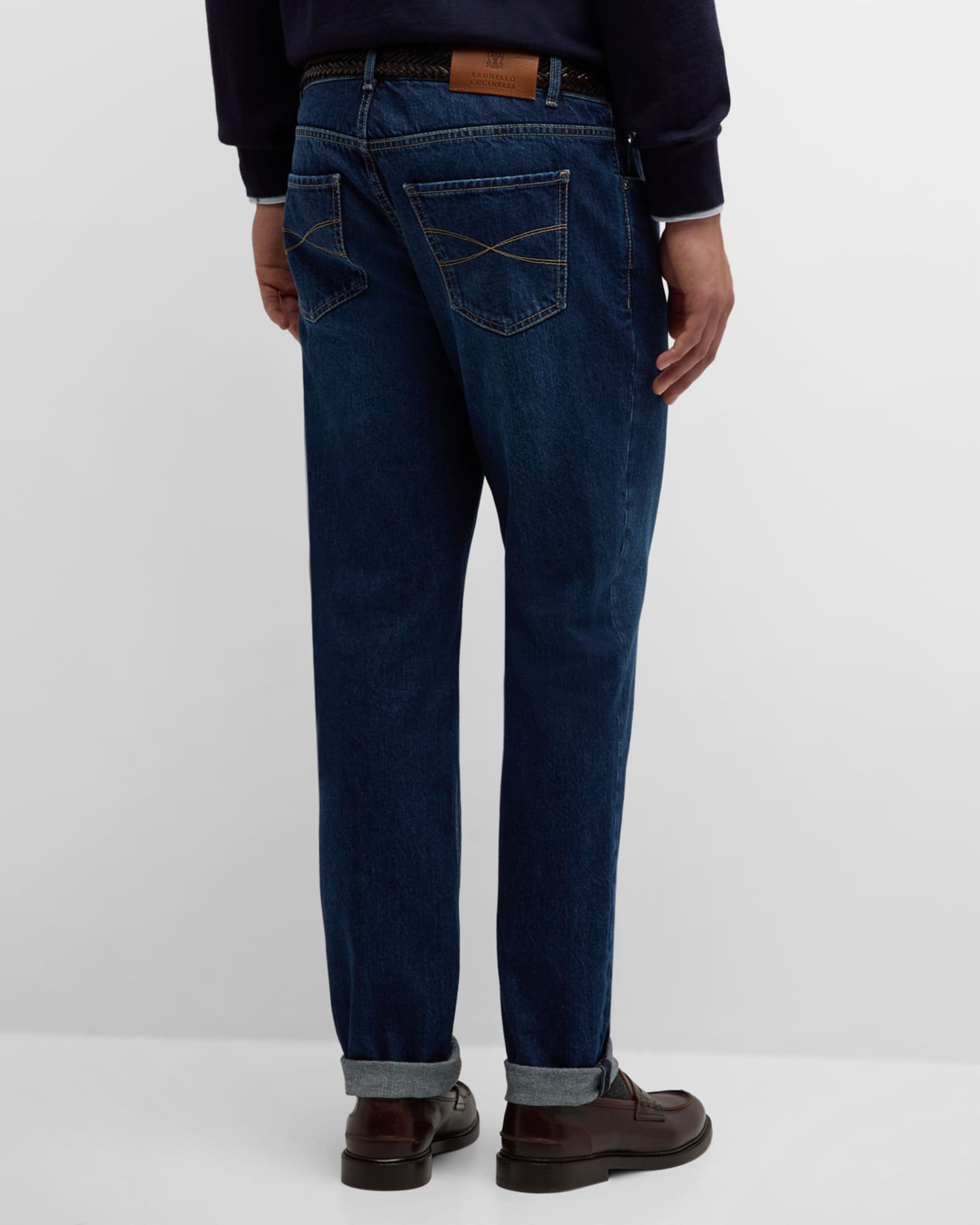 Brunello Cucinelli Men's Slim Light-Wash Denim Jeans