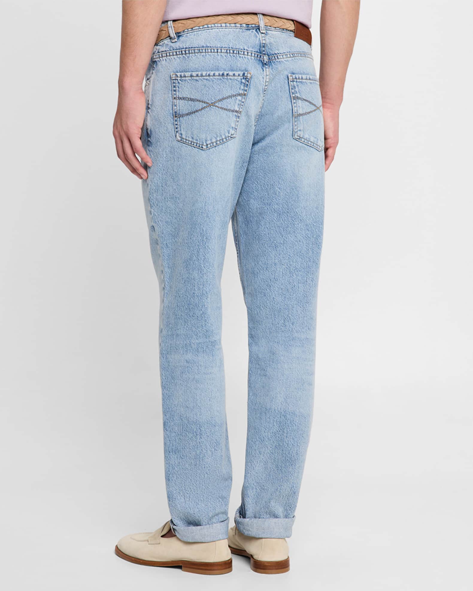 Brunello Cucinelli Men's Slim Light-Wash Denim Jeans