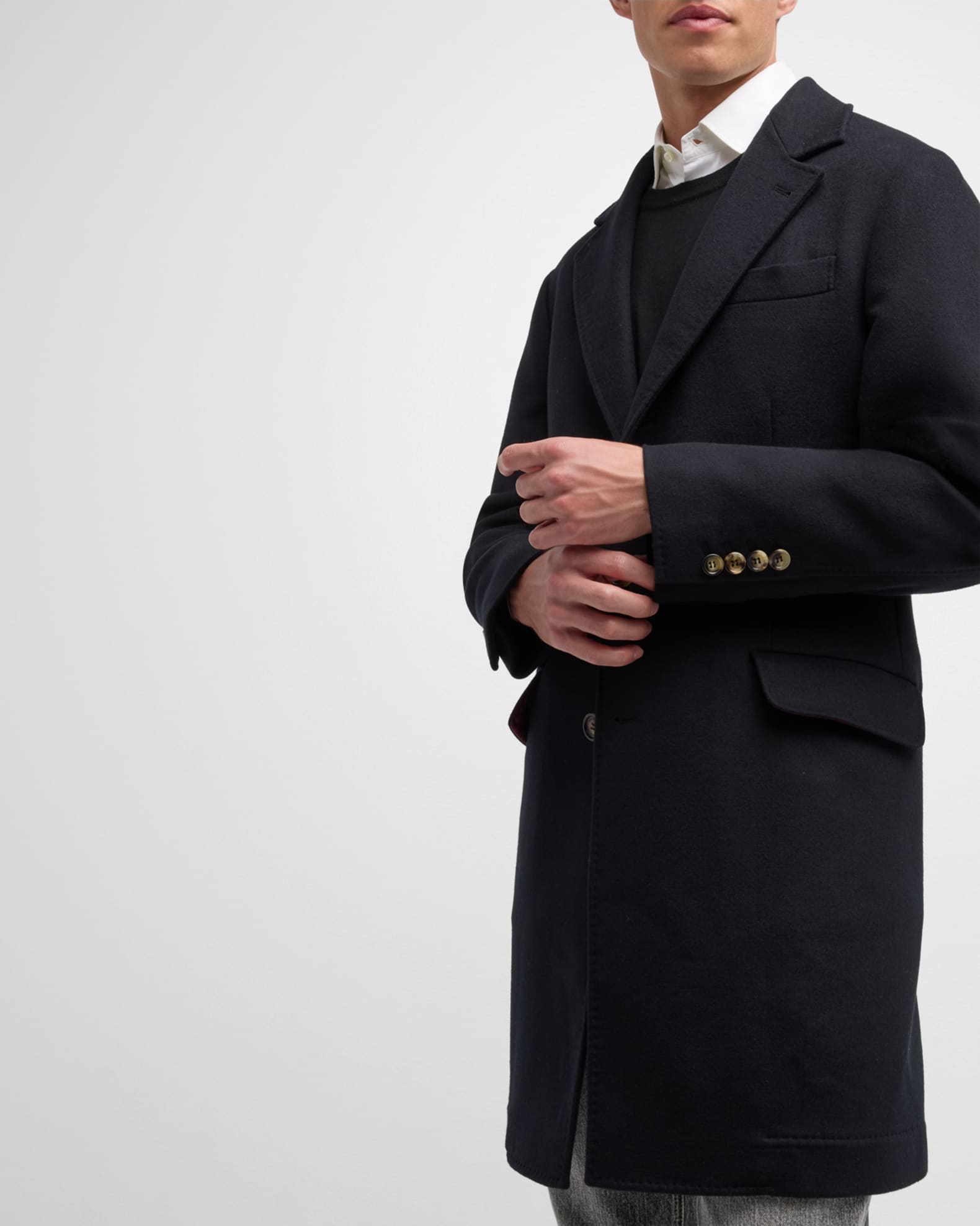 Brunello Cucinelli Men's Traditional Fit Wool Overcoat