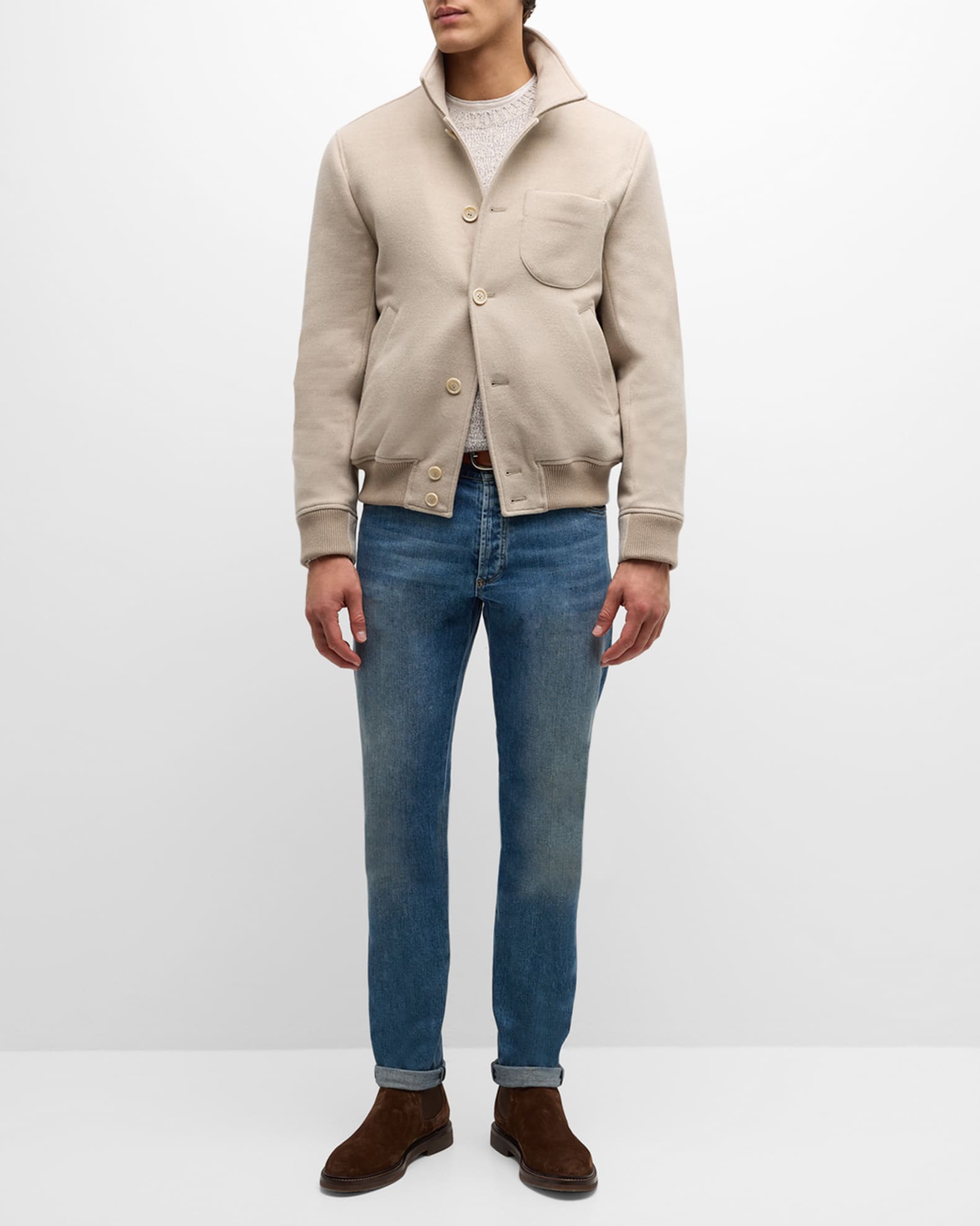 Men's Wool Button-Front Bomber Jacket 1