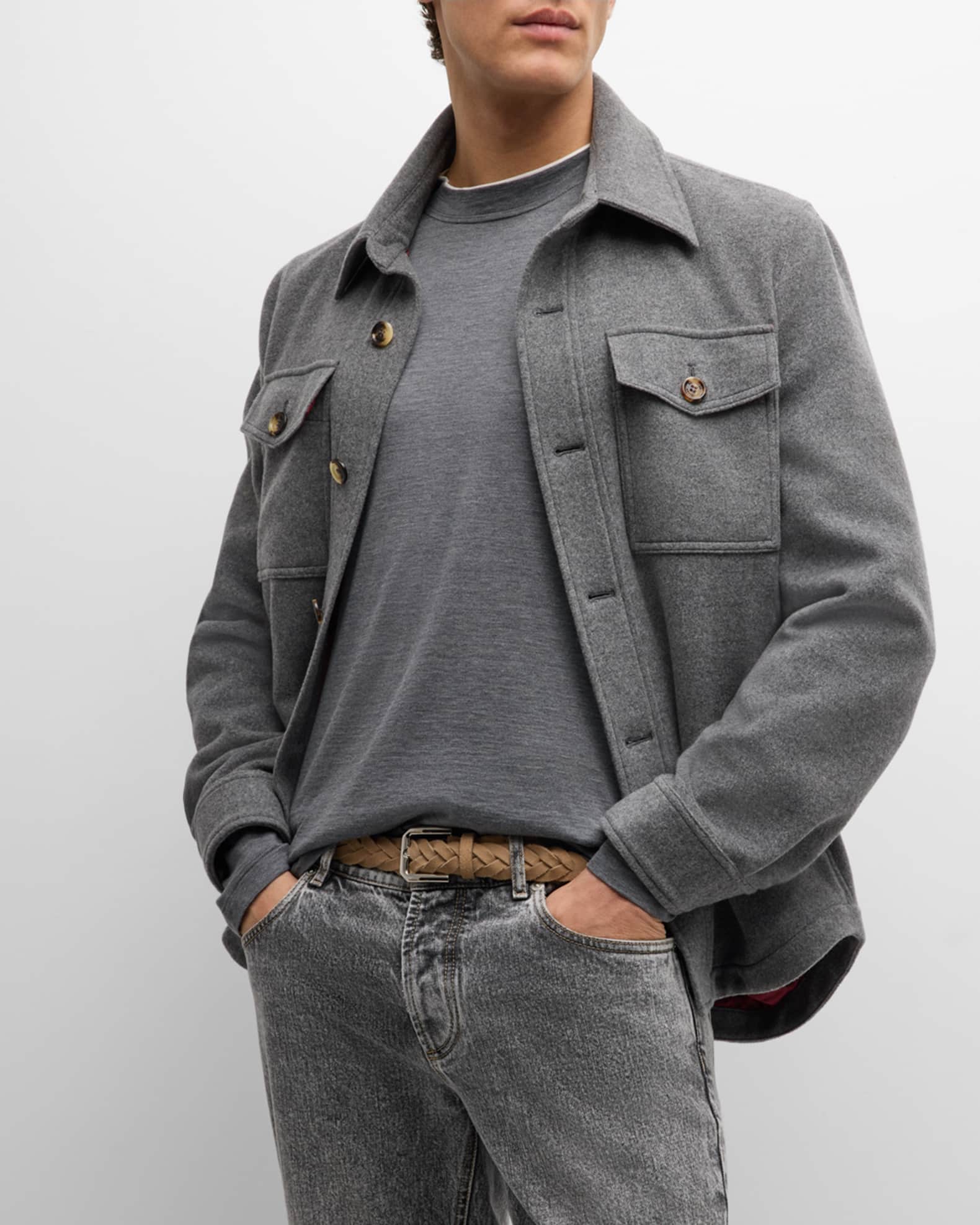 Brunello Cucinelli Men's Cashmere Western Shirt Jacket