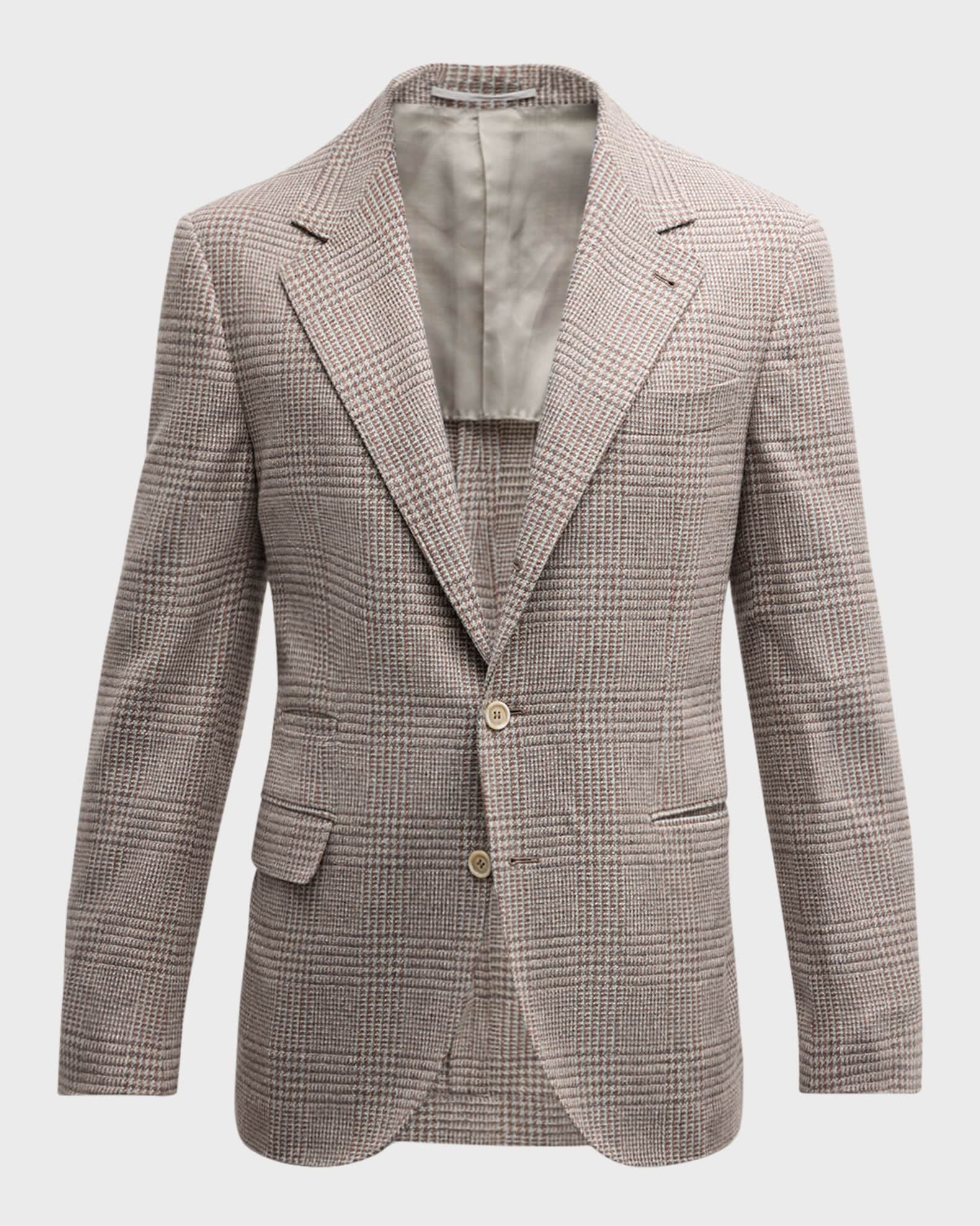 Brunello Cucinelli Men s Three Button Glen Plaid Sport Coat Neiman Marcus