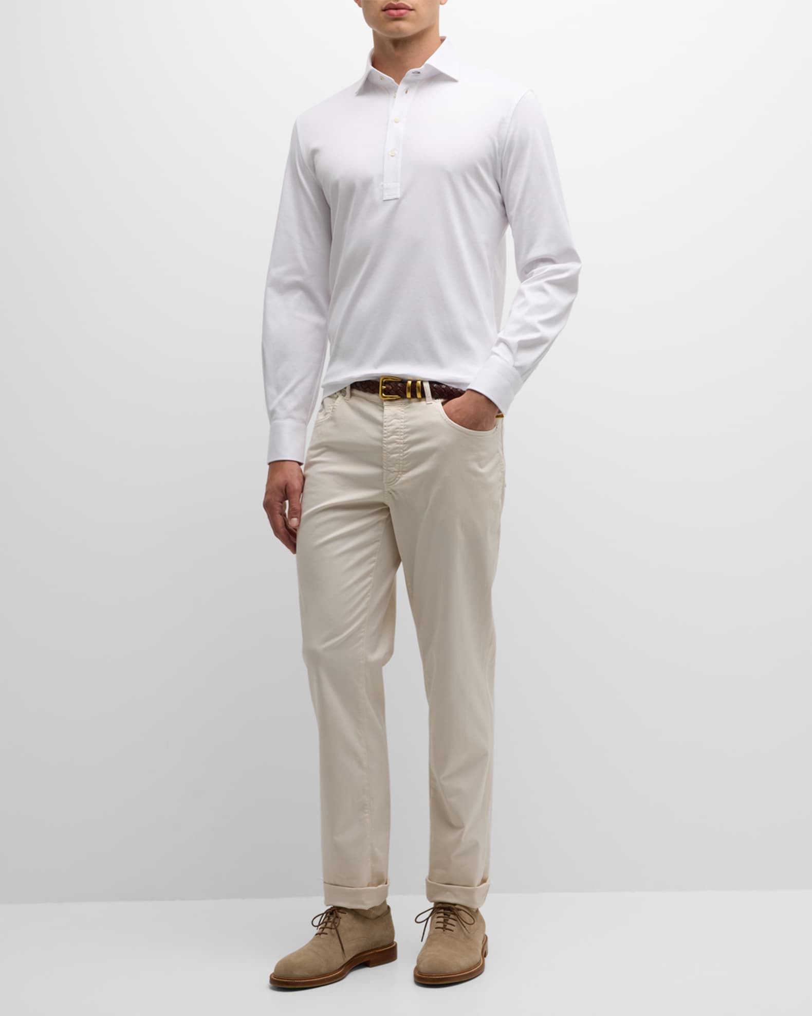 Men's Cotton Long-Sleeve Polo Shirt 1