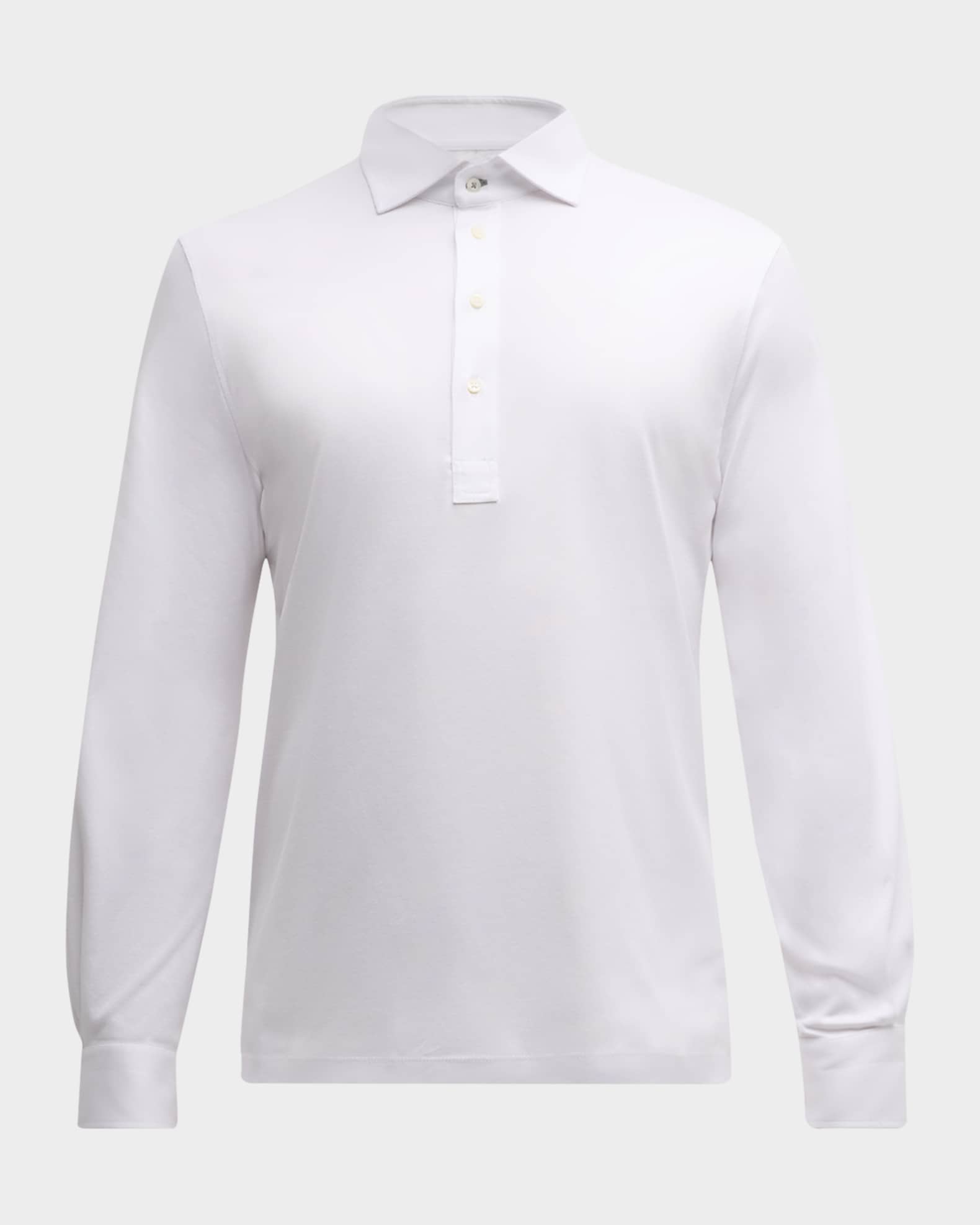 Men's Cotton Long-Sleeve Polo Shirt 0