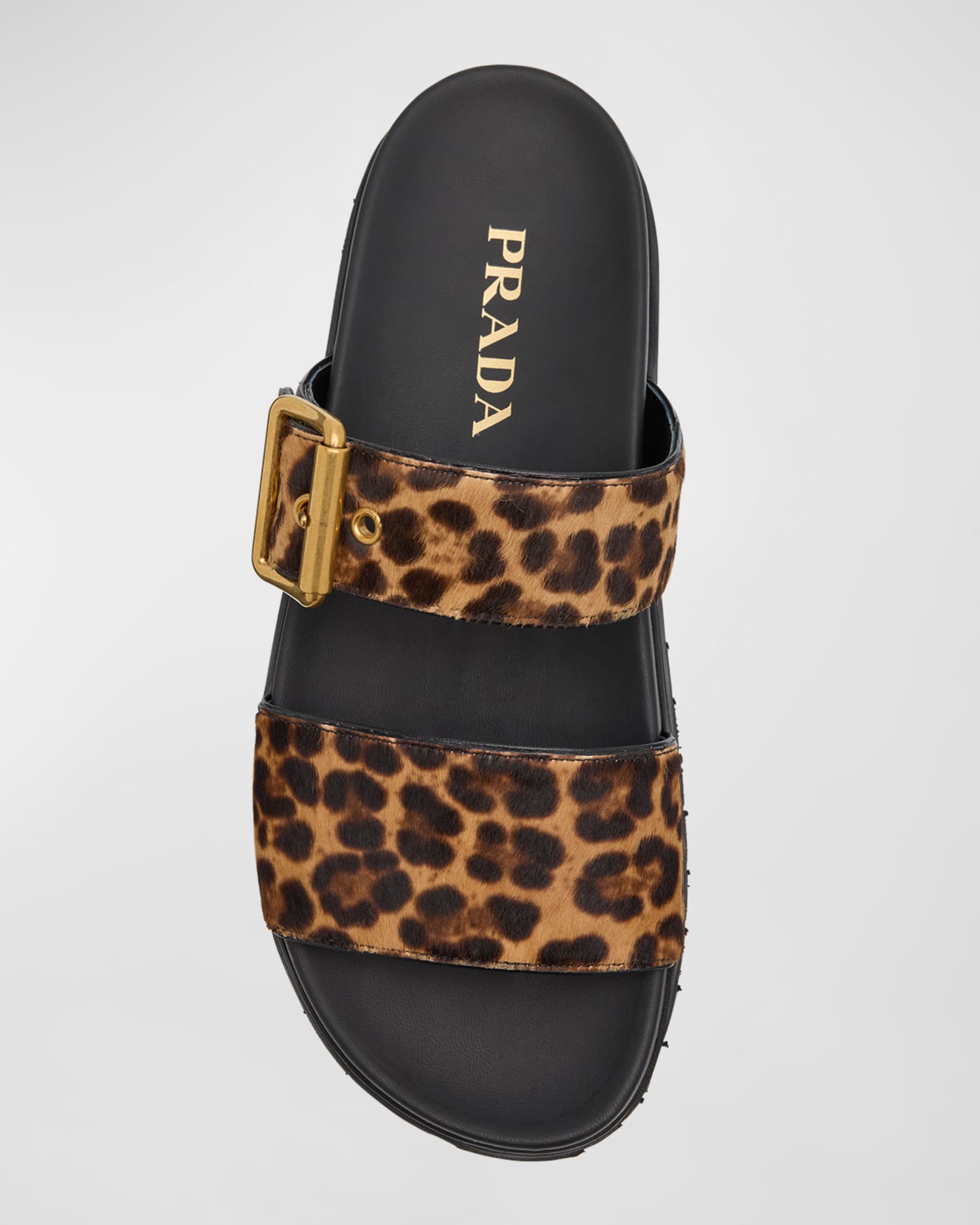 【関税＆送料込み】Prada Triangle-Logo Animal-Print Sandals Prada Leopard Buckle Sporty Slide Sandals | Neiman Marcus