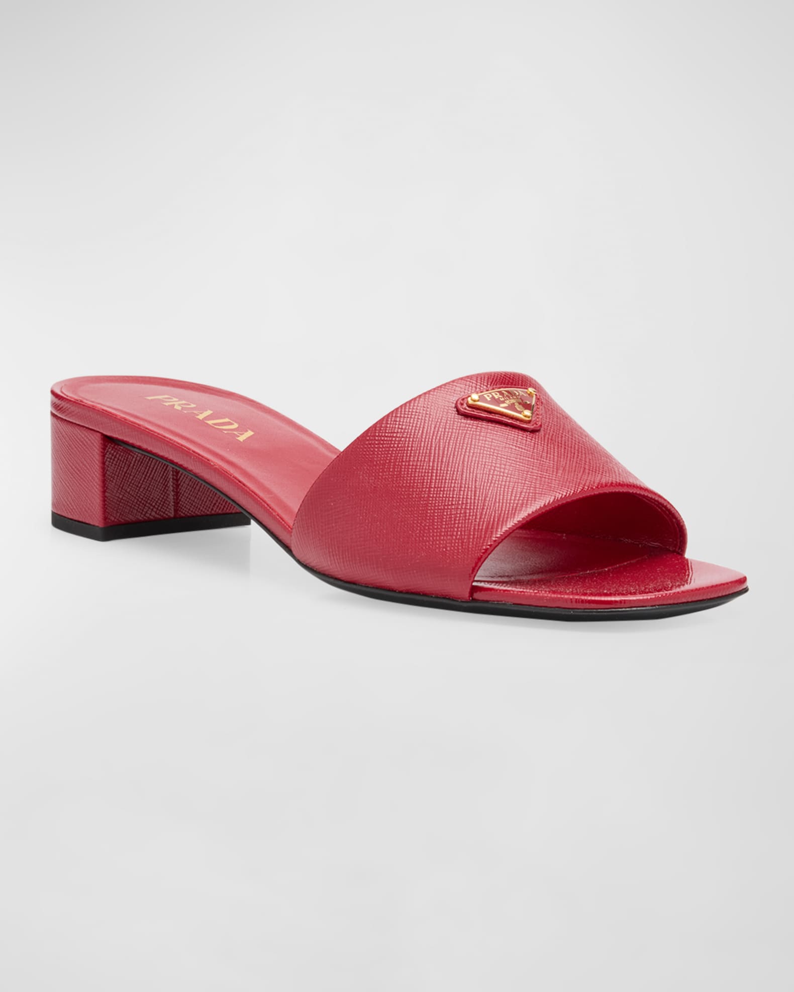 Leather Logo Slide Sandals