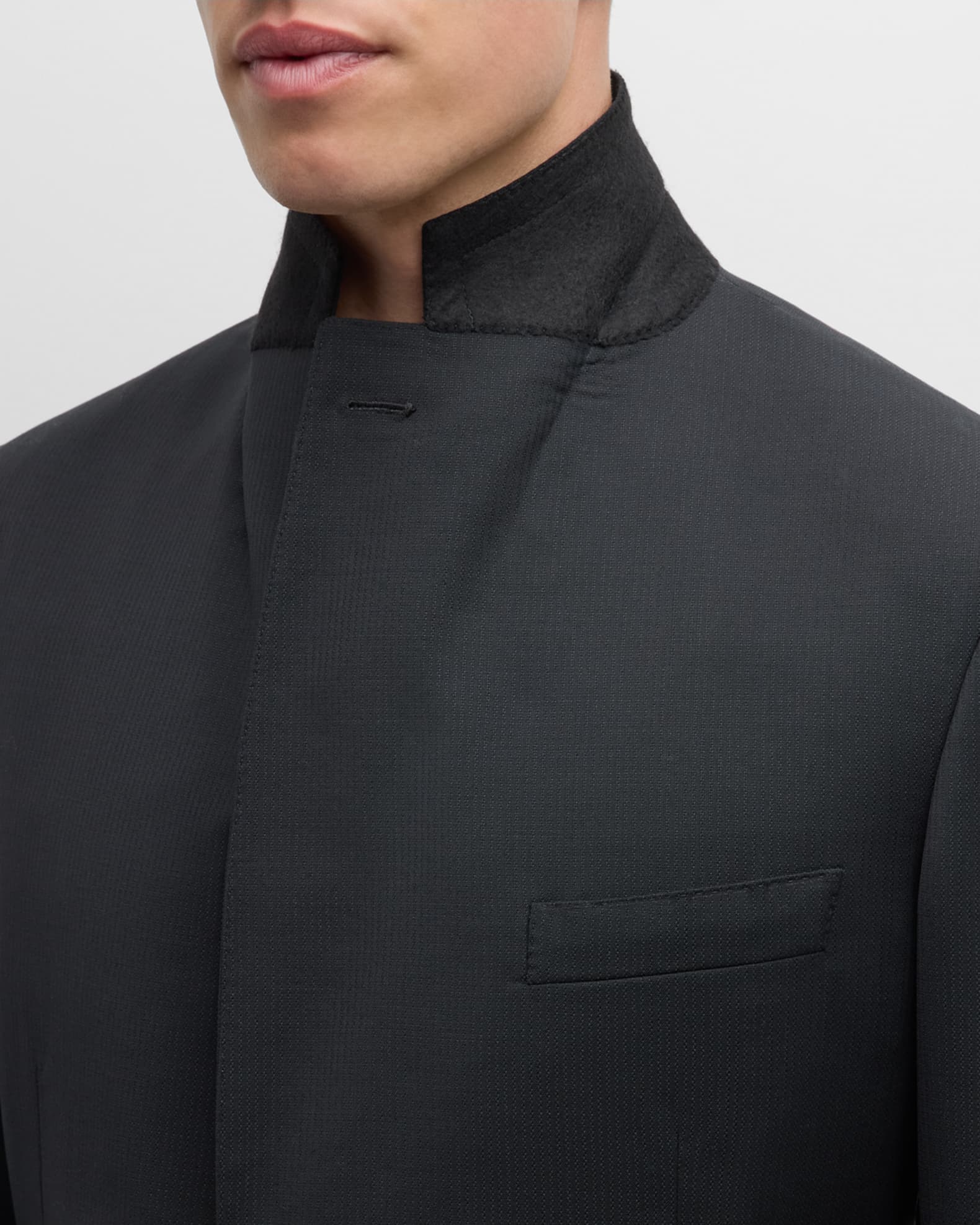 Slim Fitted Brand 2 Button Micro-Mini Stripe Stretch Wool Suit Slim Fit