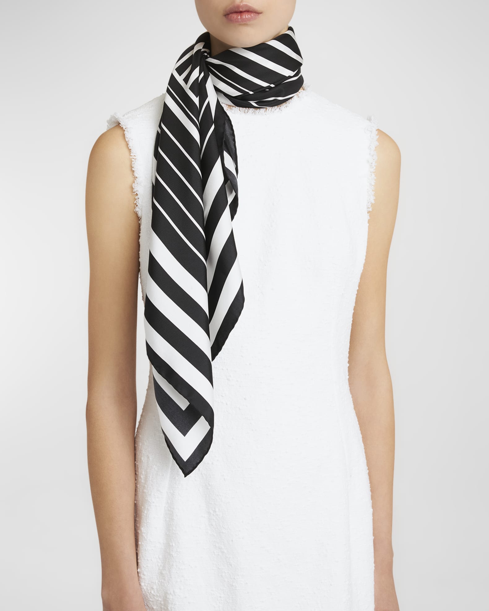 Striped Silk Twill Square Scarf  1