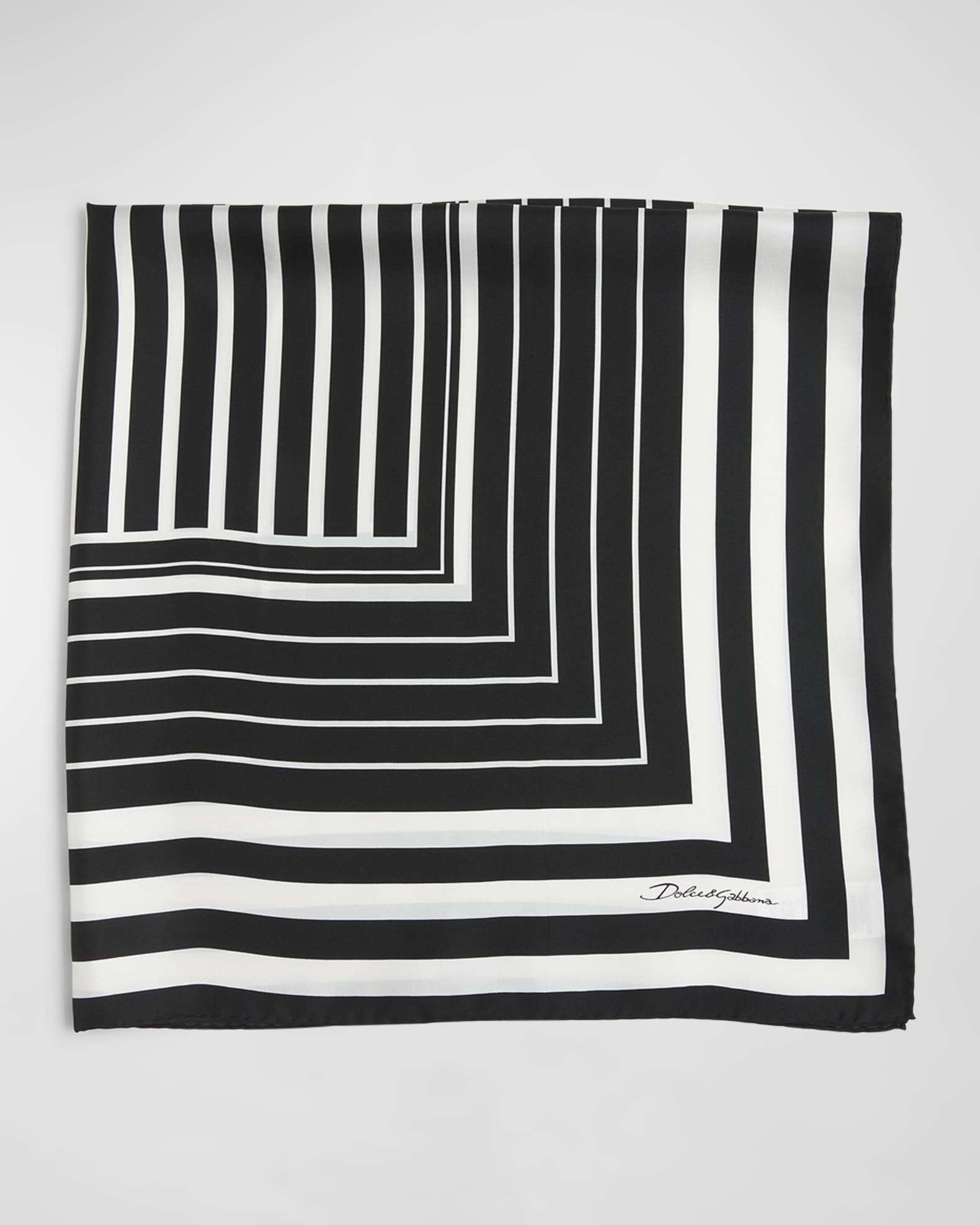 Striped Silk Twill Square Scarf  0